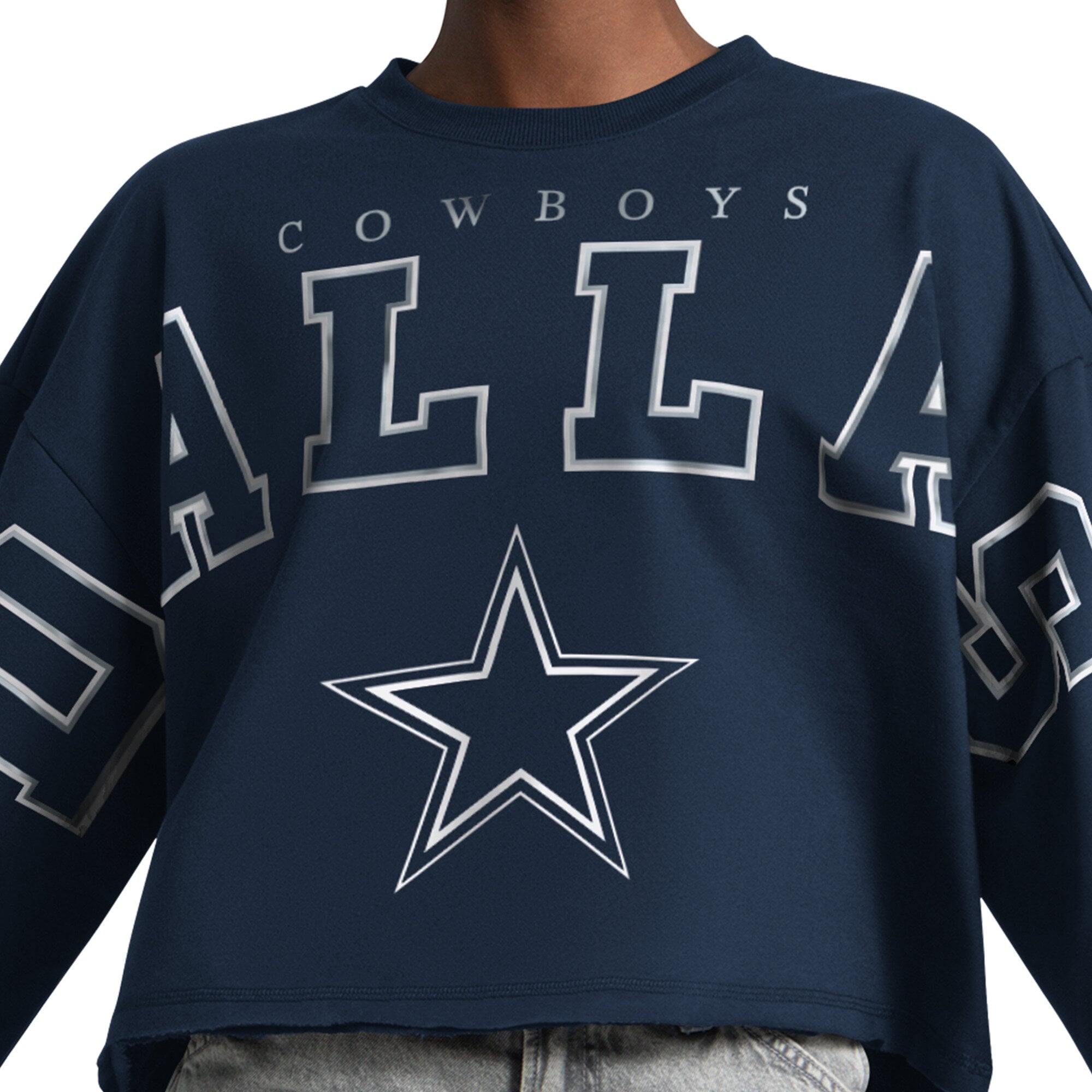 Sweat-shirt court Starter pour femme, bleu marine, Dallas Cowboys Bleachers