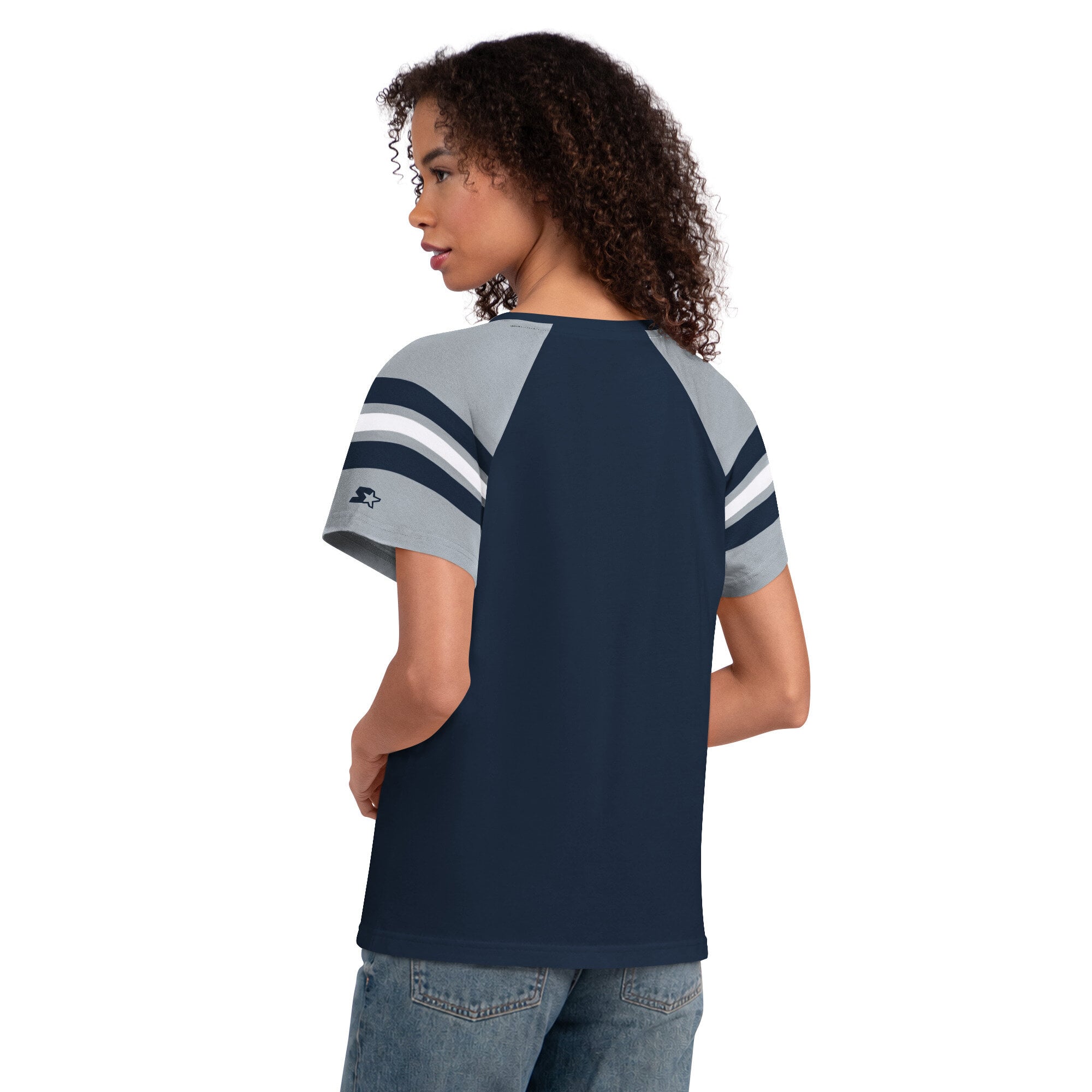 T-shirt à col cranté Starter Navy Dallas Cowboys pour femmes