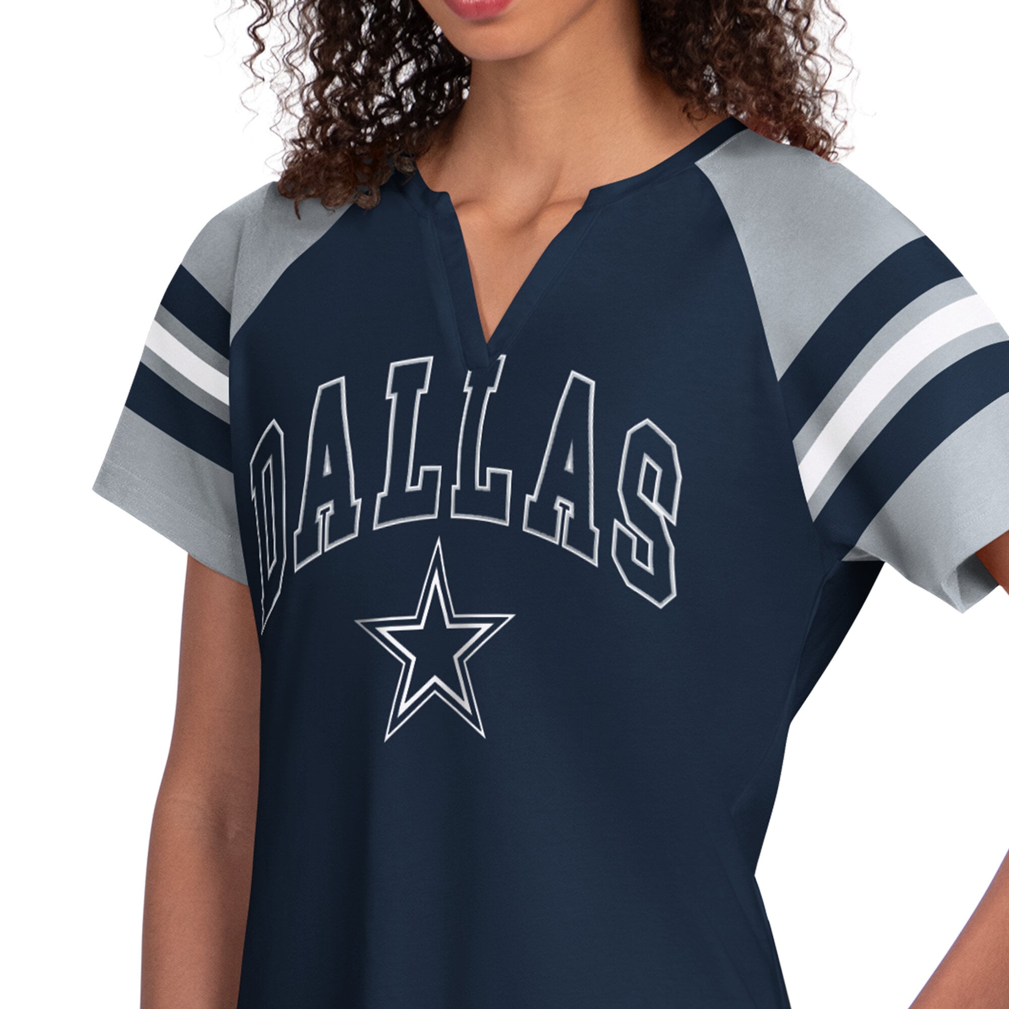 T-shirt à col cranté Starter Navy Dallas Cowboys pour femmes