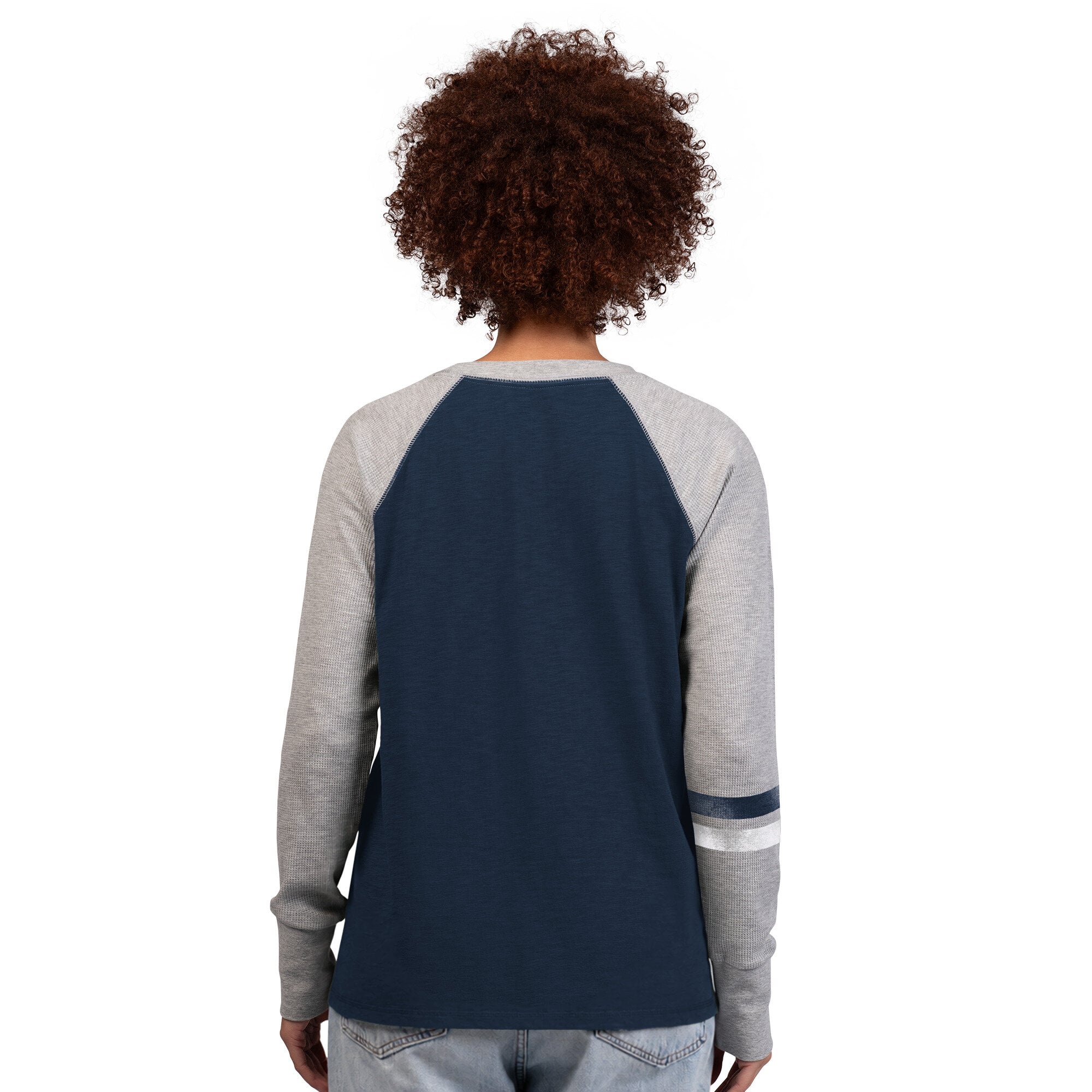 T-shirt à manches longues raglan gaufré Starter bleu marine Dallas Cowboys pour femmes