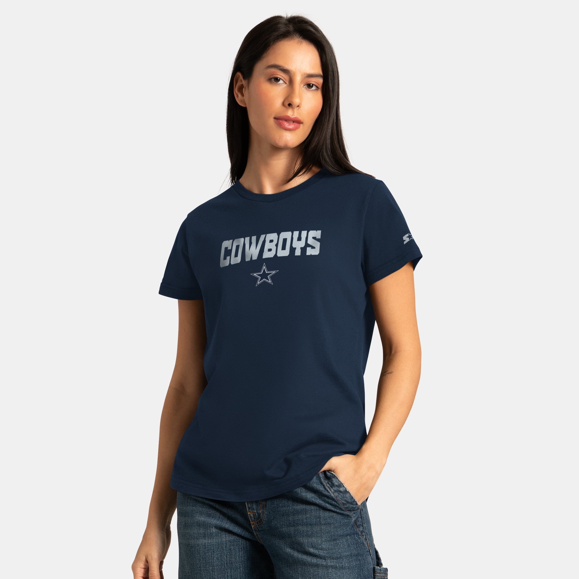 Women's Starter  Navy/Ash Dallas Cowboys Short Sleeve & Long T-Shirt Combo Pack