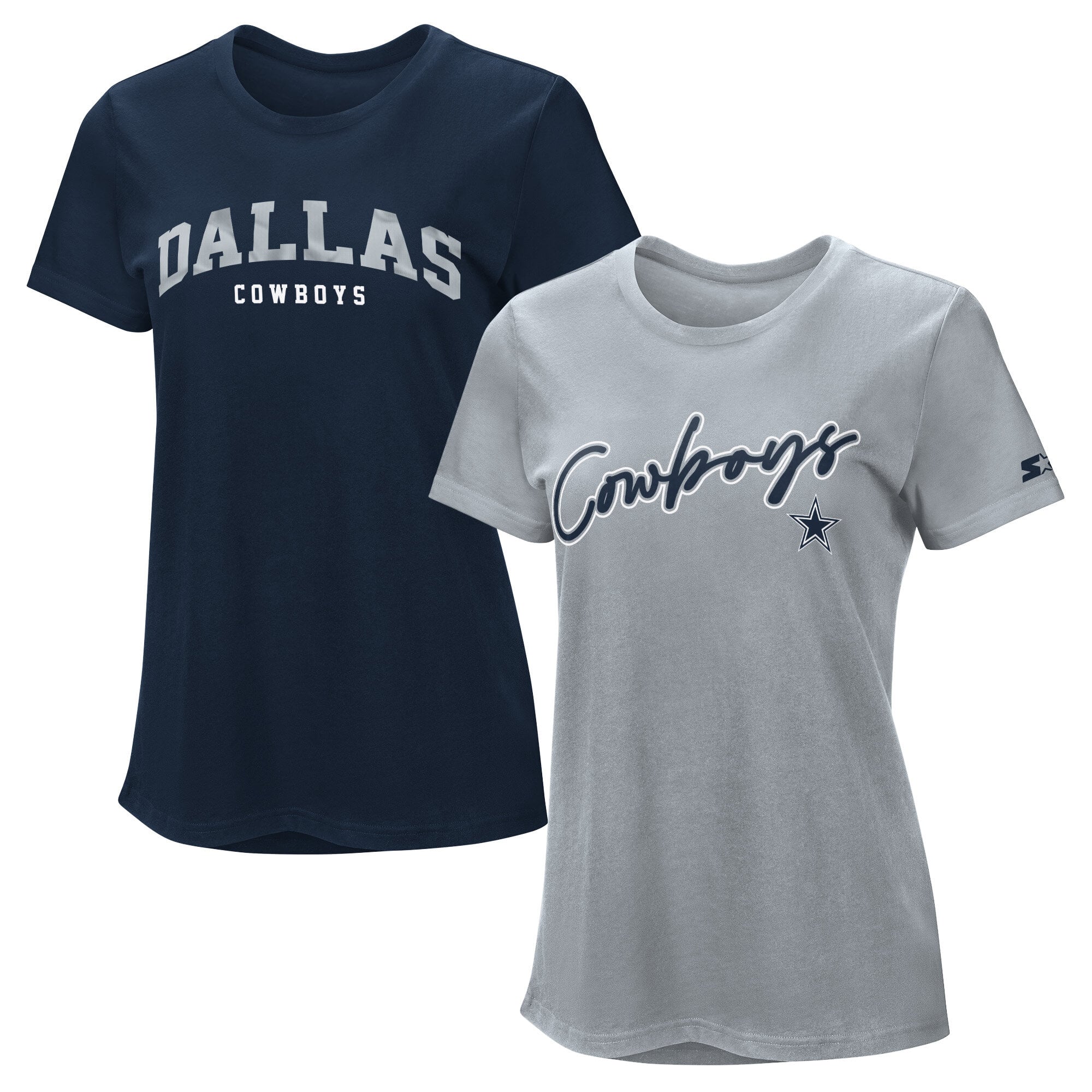 Lot de t-shirts Starter pour femmes, bleu marine et argent, Dallas Cowboys