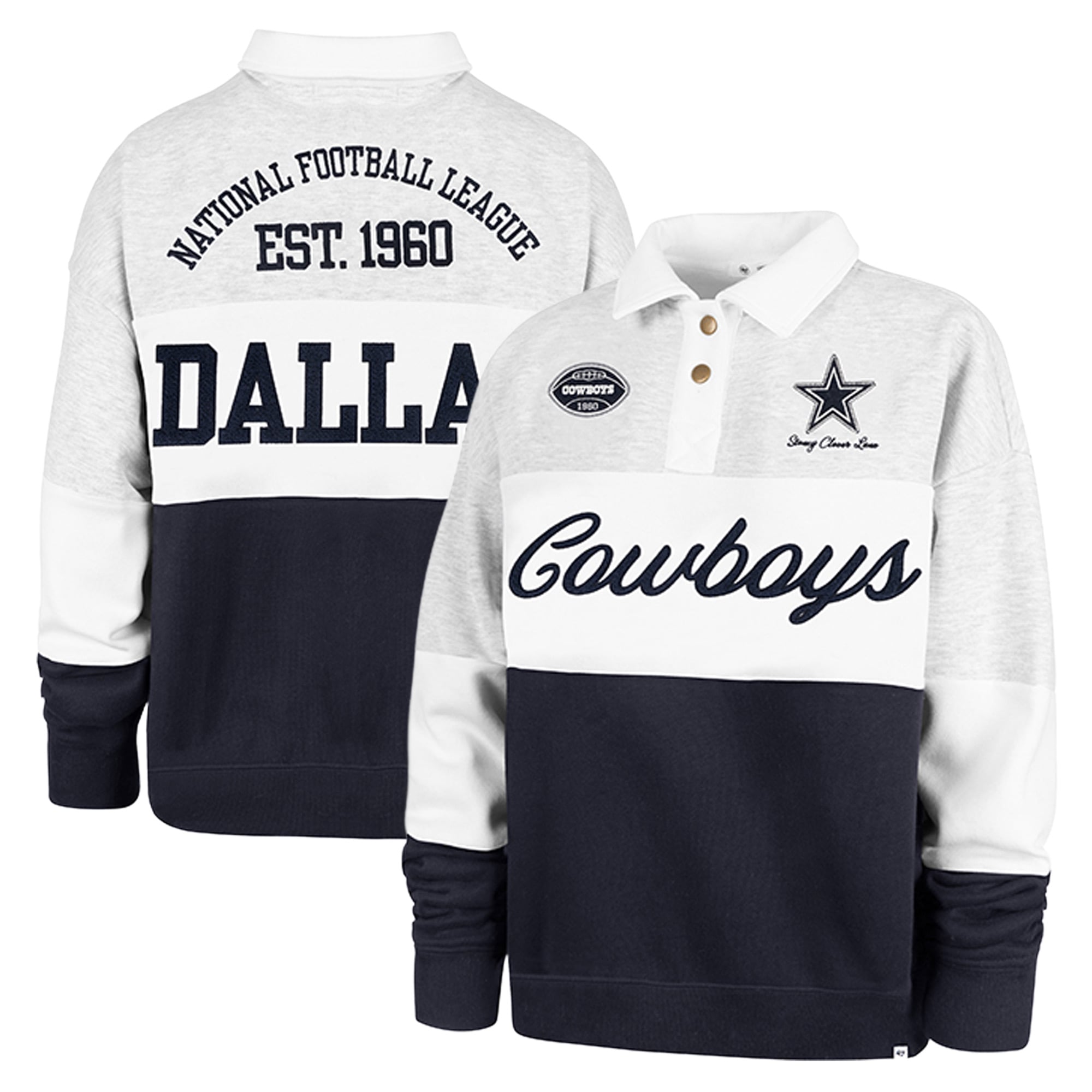 Dallas Cowboys Stoney Clover Lane x '47 Women's Cursive Paneled Rugby ...