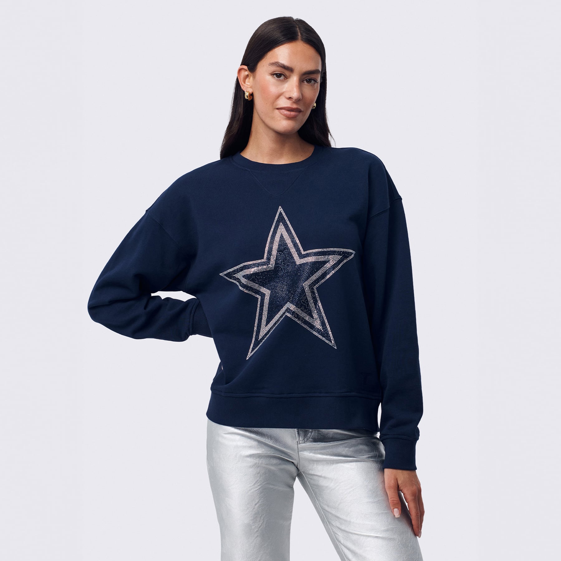 Sweat-shirt à col rond Terez Navy Dallas Cowboys pour femme