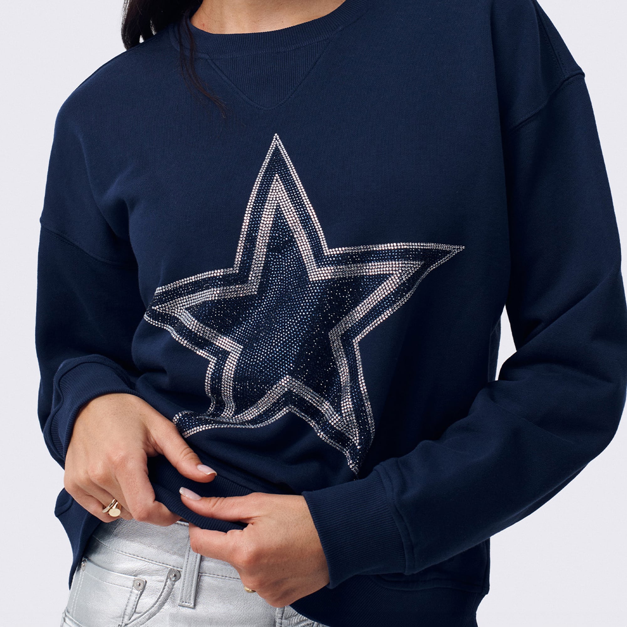 Sweat-shirt à col rond Terez Navy Dallas Cowboys pour femme