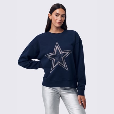  Dallas Cowboys Terez Women's Gemstone Logo Crew - Navy