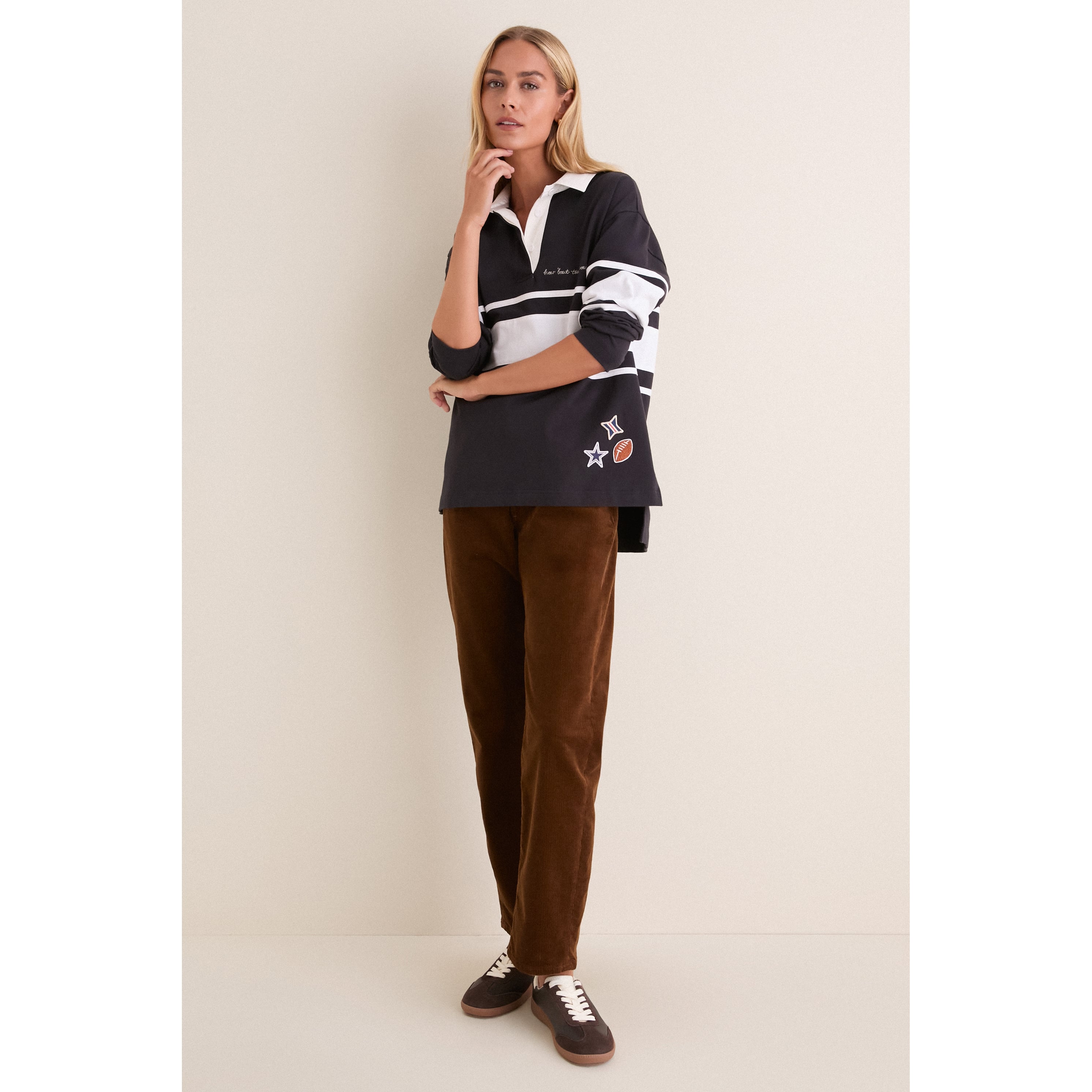 Polo de rugby à manches longues Tuckernuck bleu marine Dallas Cowboys pour femme