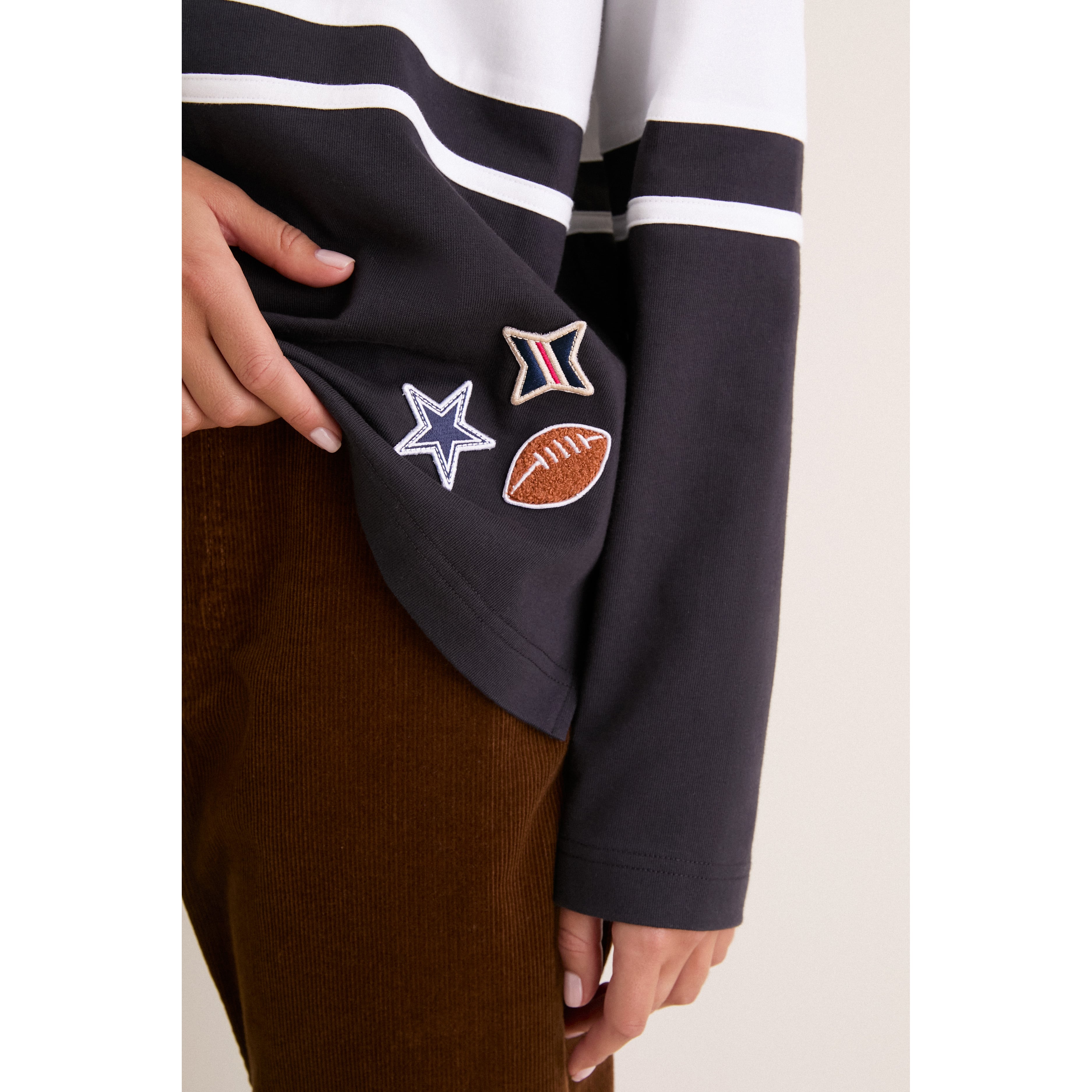 Polo de rugby à manches longues Tuckernuck bleu marine Dallas Cowboys pour femme