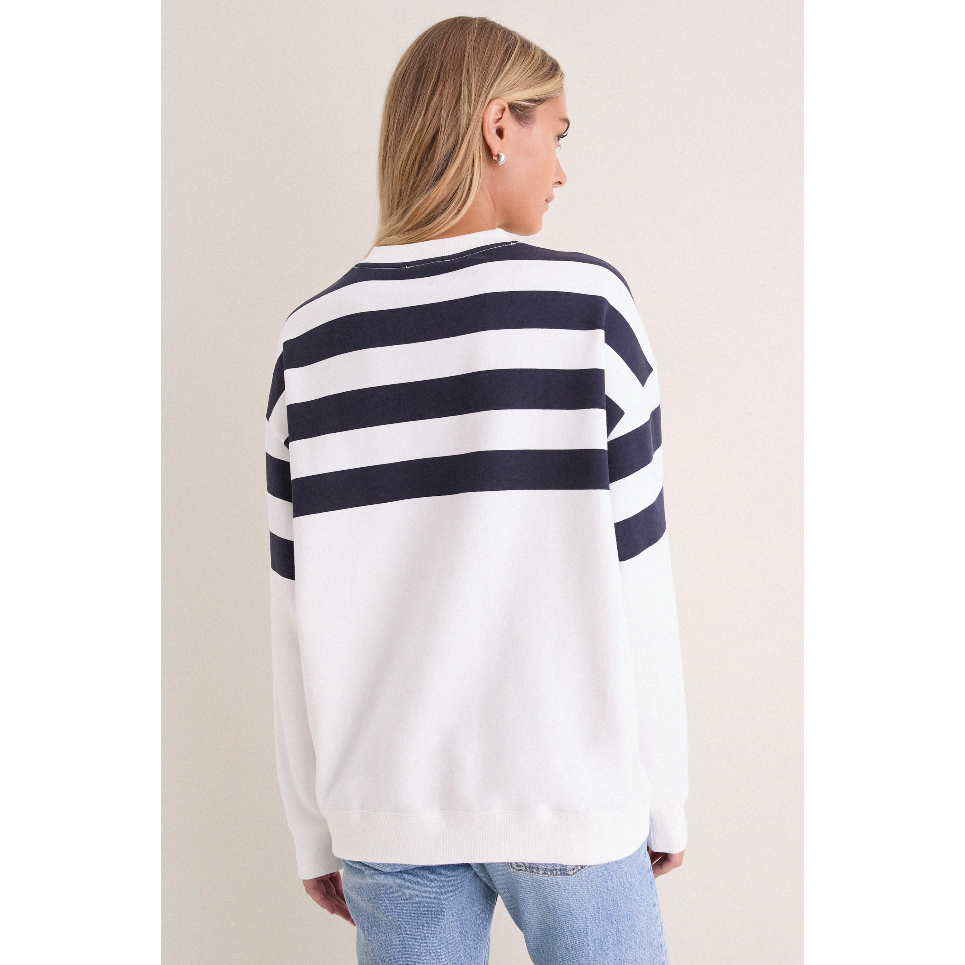 Sweat-shirt rayé blanc et marine Tuckernuck pour femme, Dallas Cowboys
