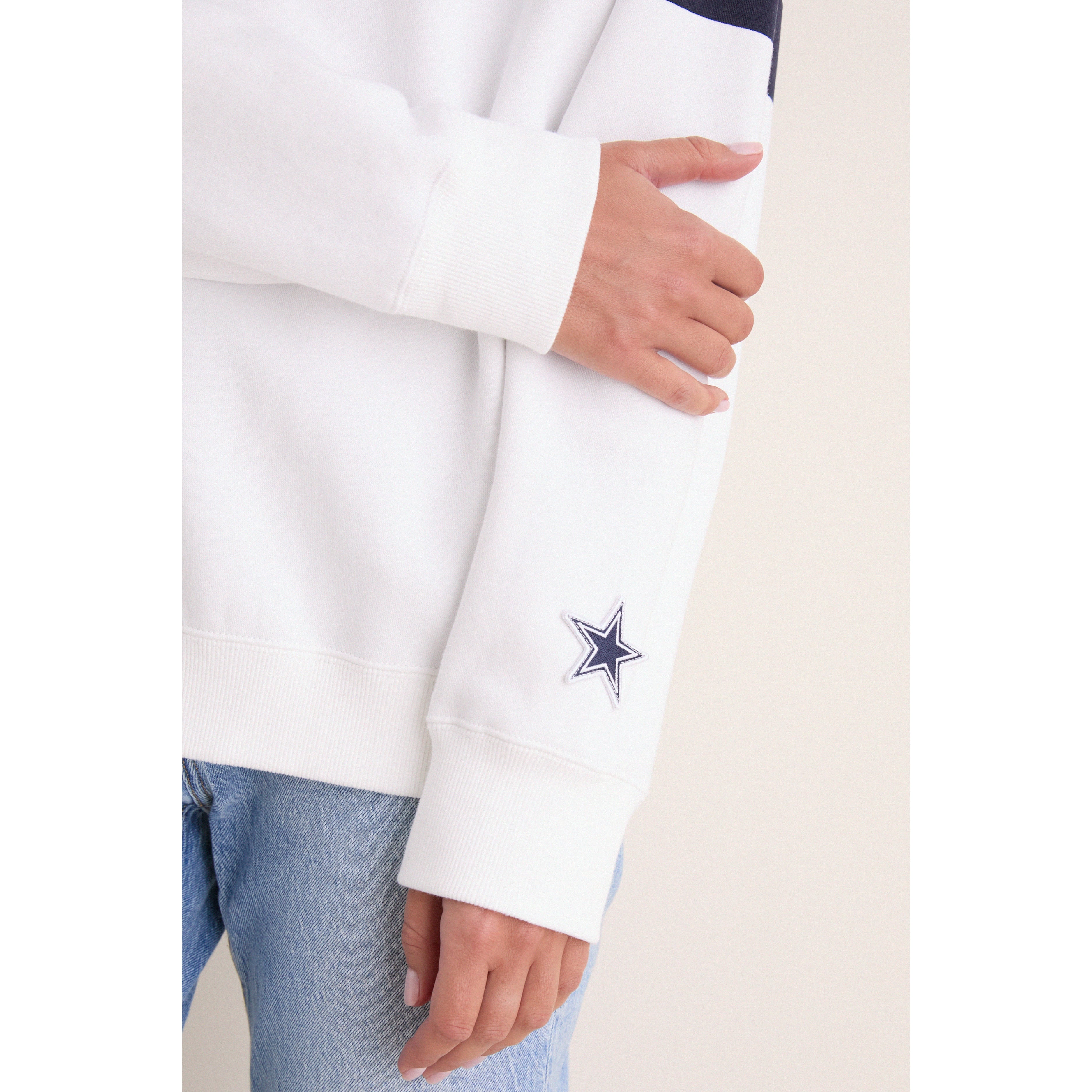 Sweat-shirt rayé blanc et marine Tuckernuck pour femme, Dallas Cowboys