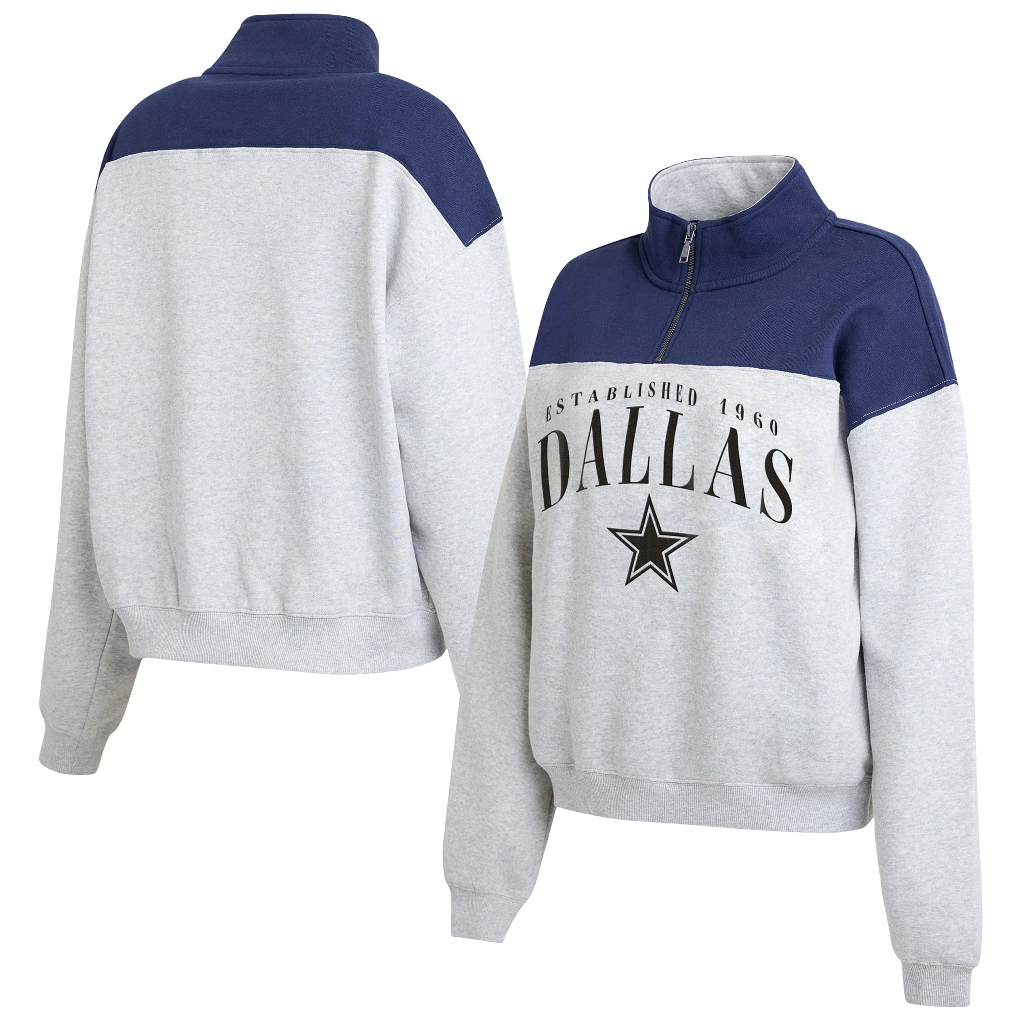 Pull à demi-zip gris Dallas Cowboys de la marque WEAR by Erin Andrews pour femme