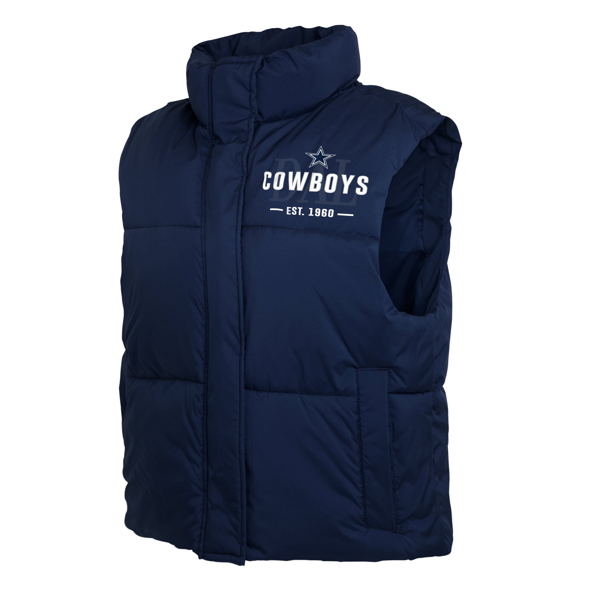 Gilet sans manches court zippé bleu marine Dallas Cowboys de la marque WEAR by Erin Andrews pour femmes
