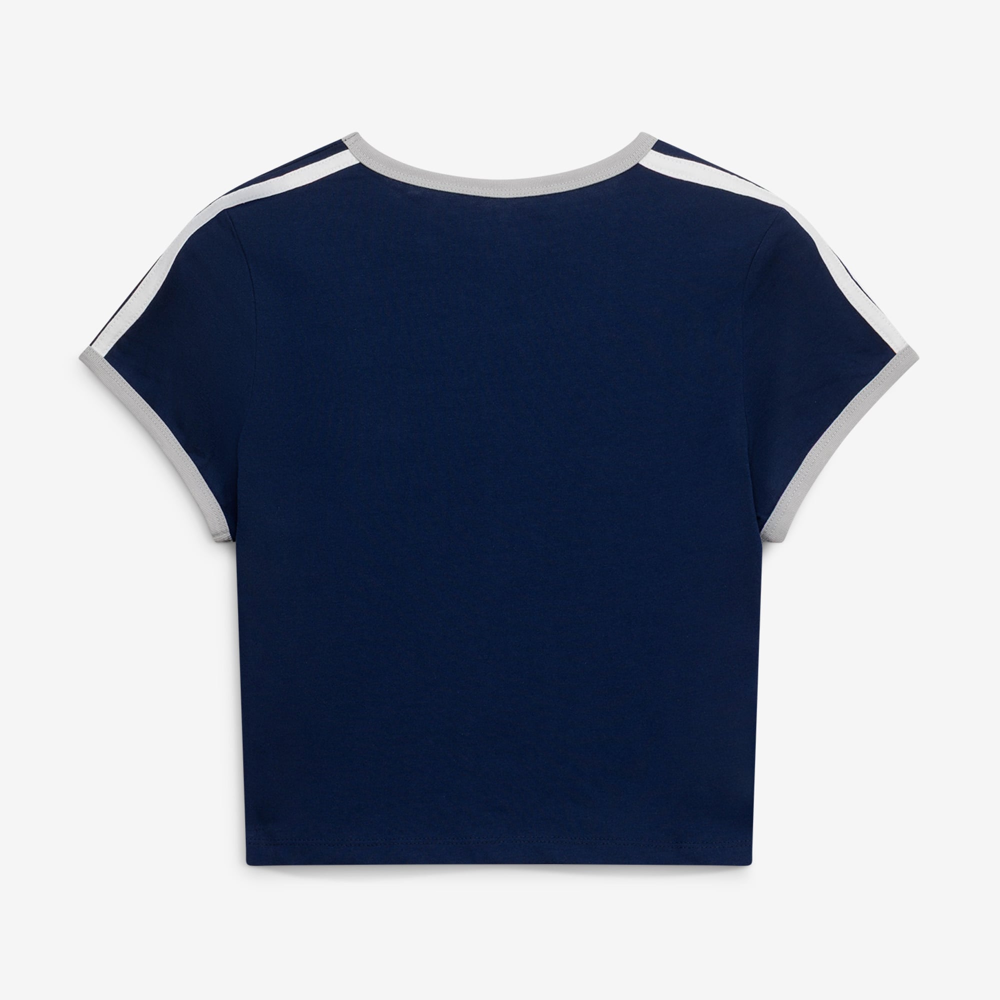 Women's WEAR by Erin Andrews Navy Dallas Cowboys Cropped Ringer Baby T-Shirt