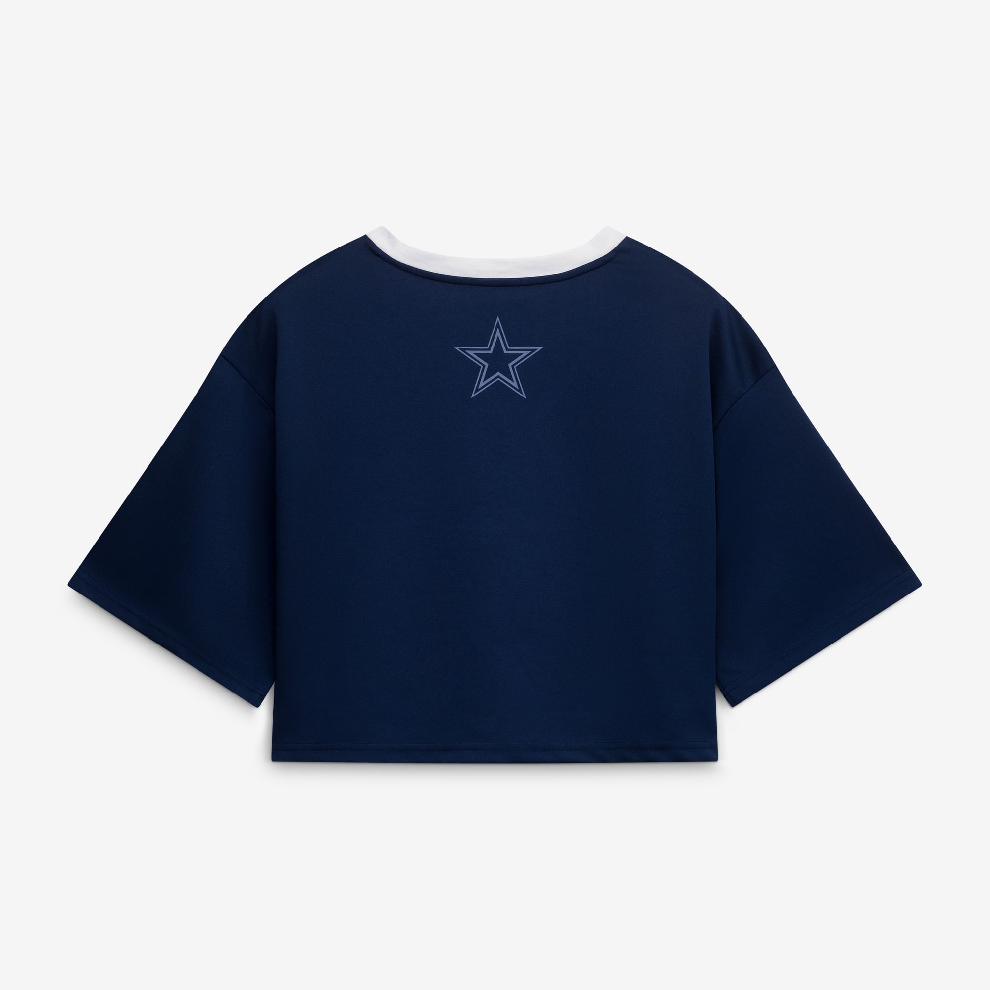 Women's WEAR by Erin Andrews Navy Dallas Cowboys Cropped V-Neck Jersey T-Shirt