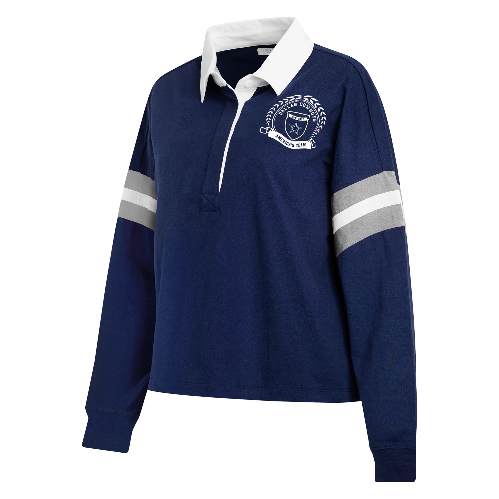 T-shirt à manches longues de rugby Dallas Cowboys bleu marine la marque WEAR by Erin Andrews pour femmes