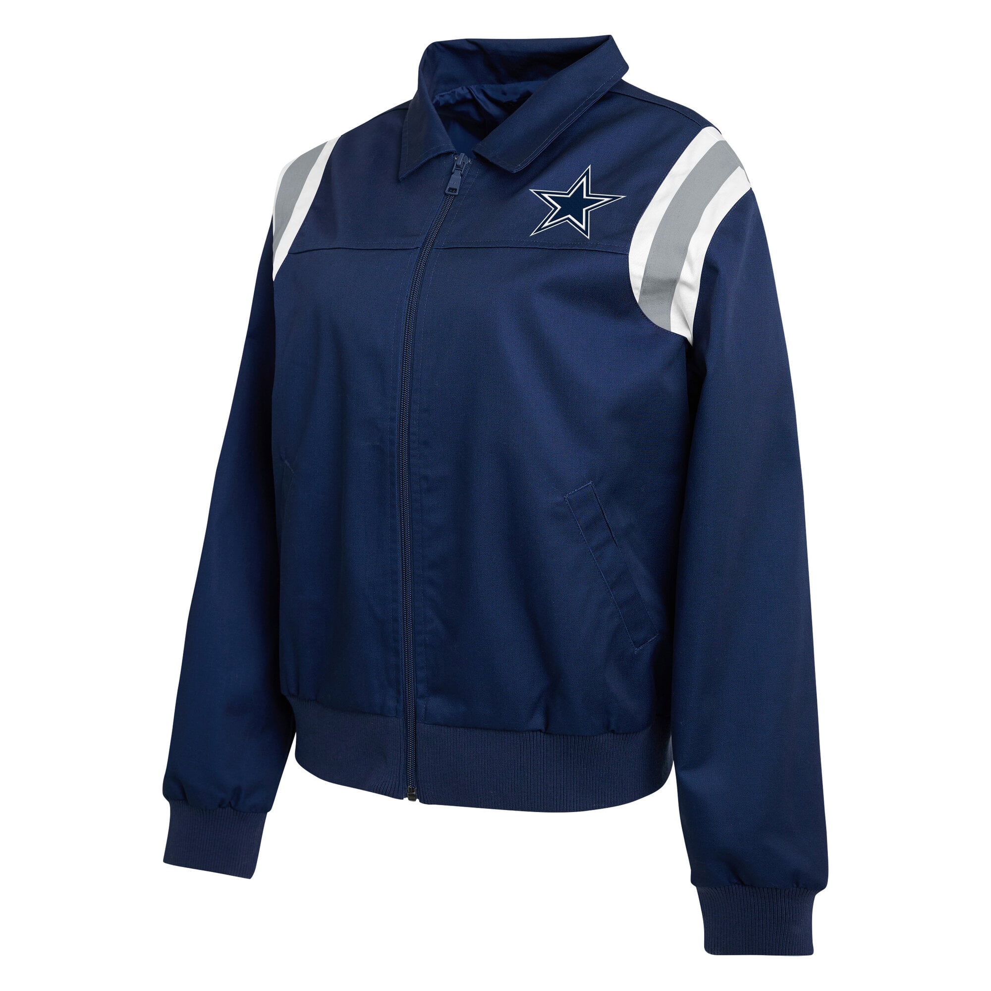 Veste zippée intégrale en sergé à rayures marine Dallas Cowboys pour femme, de la marque WEAR by Erin Andrews