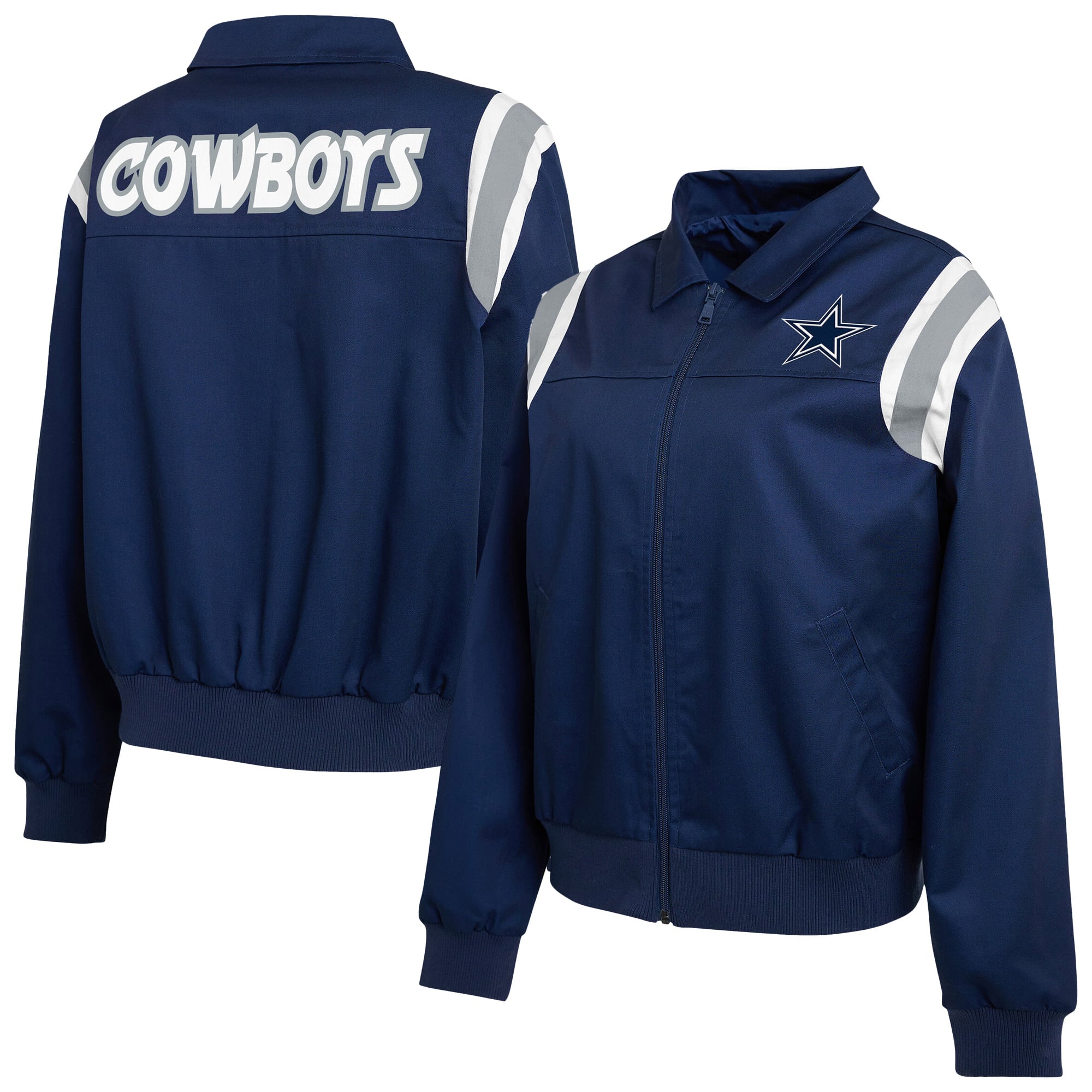 Veste zippée intégrale en sergé à rayures marine Dallas Cowboys pour femme, de la marque WEAR by Erin Andrews
