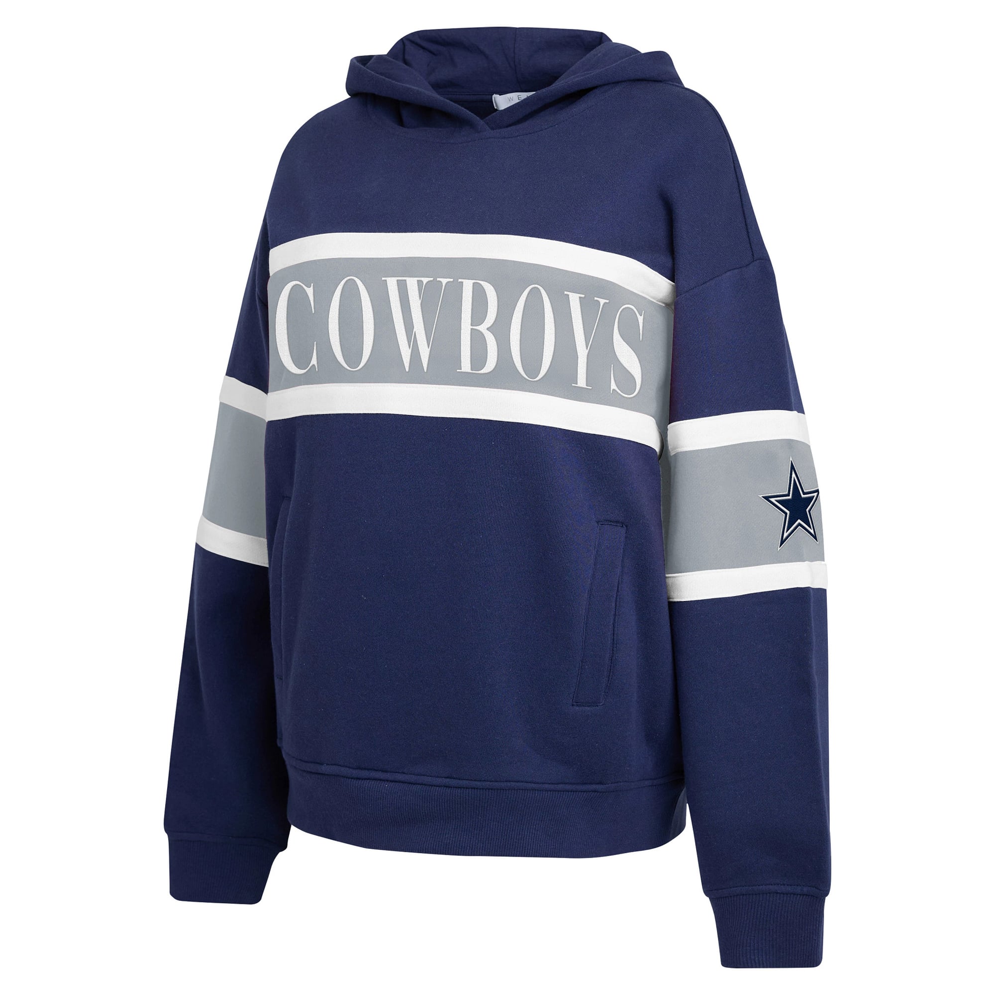 Sweat à capuche rayé bleu marine Dallas Cowboys pour femme de la marque WEAR by Erin Andrews
