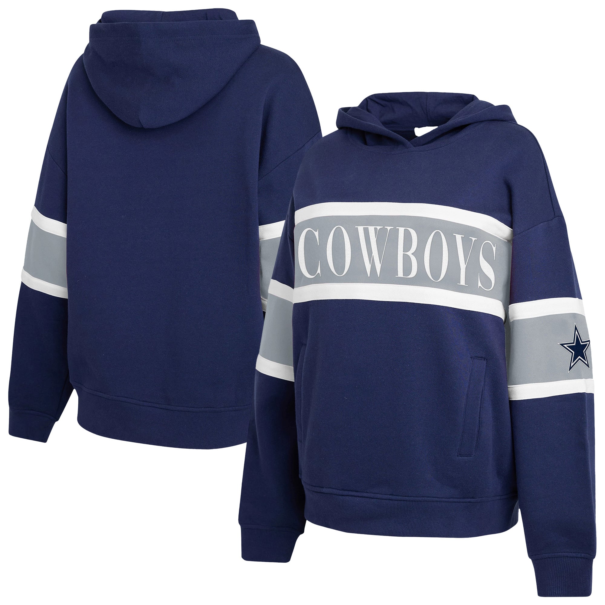 Sweat à capuche rayé bleu marine Dallas Cowboys pour femme de la marque WEAR by Erin Andrews