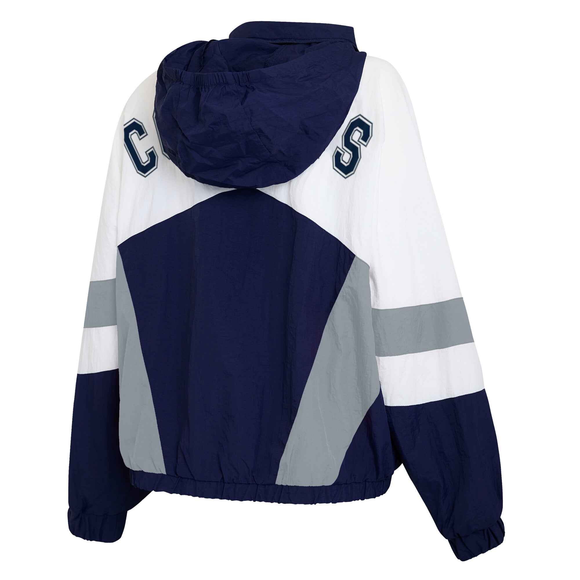 Women's WEAR by Erin Andrews  White/Navy Dallas Cowboys Crinkle Full-Zip Hooded Windbreaker Jacket