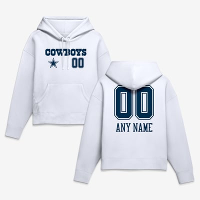 Dallas Cowboys Women's Touchdown Wordmark Personalized Name & Number Hoodie - White
