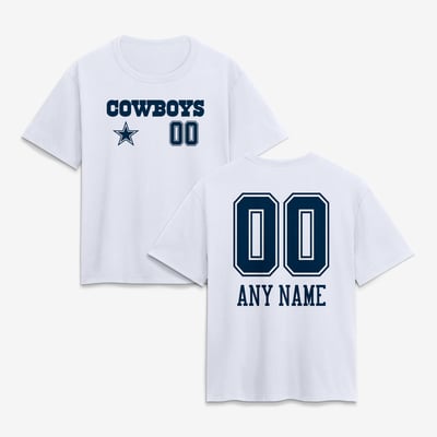 Dallas Cowboys Women's Touchdown Wordmark Personalized Name & Number T-Shirt - White