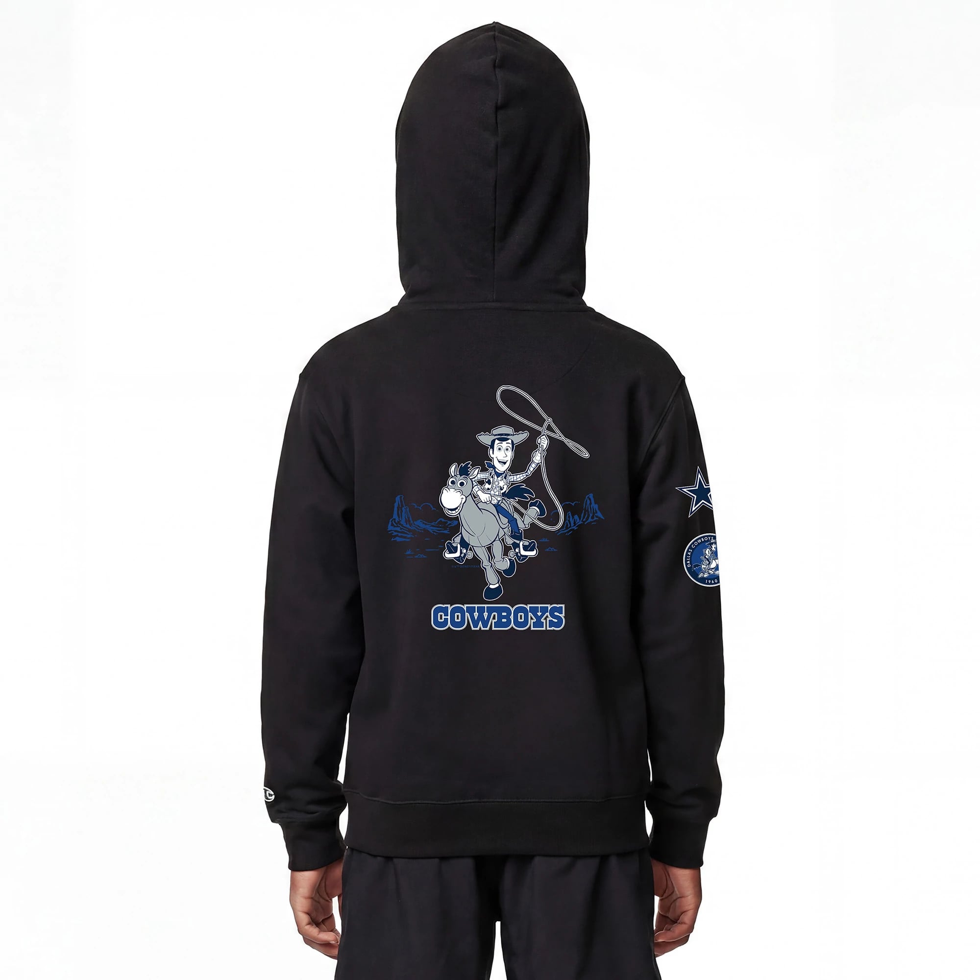 Youth Disney x Champion Black Dallas Cowboys Woody Collection Full-Zip Hoodie