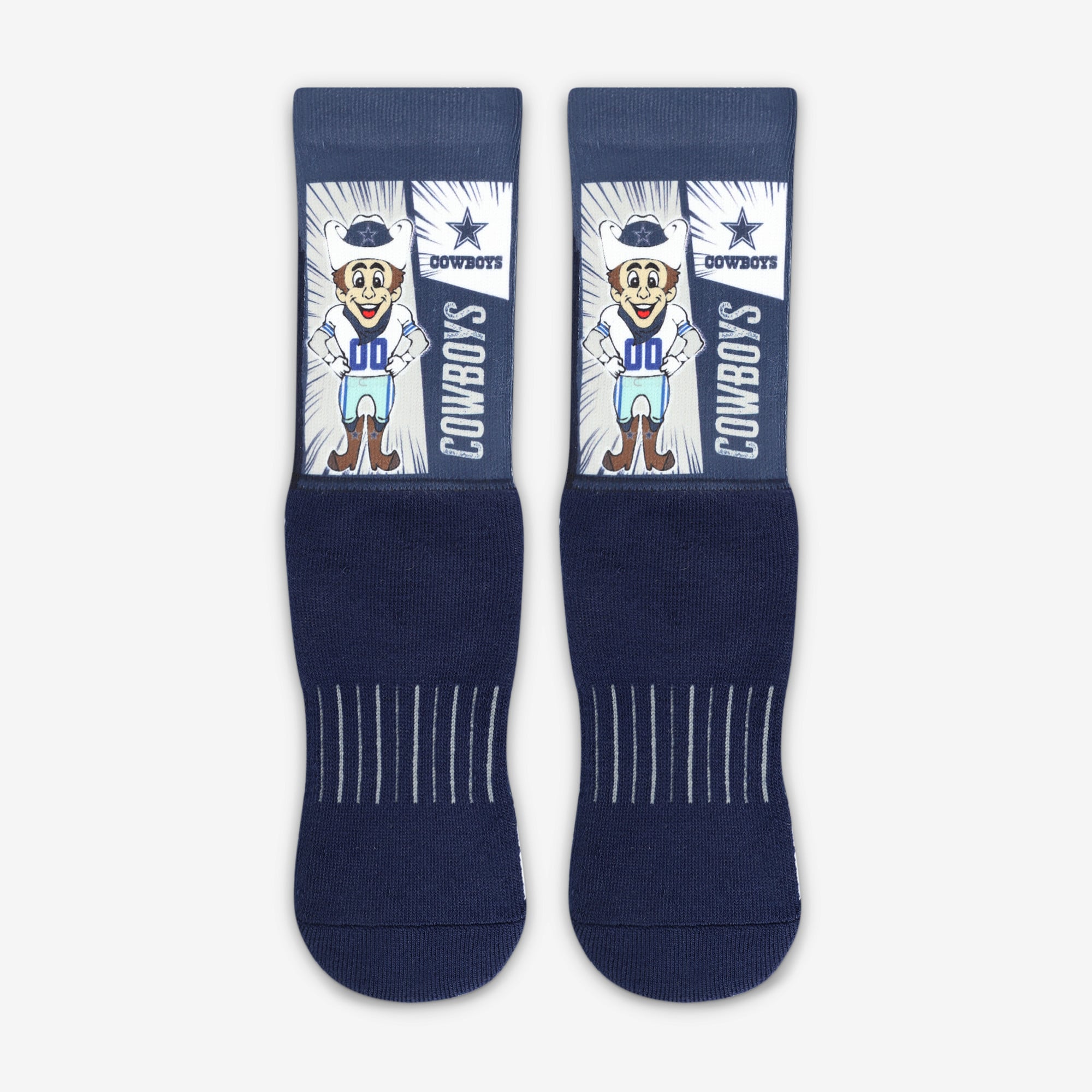 Chaussettes montantes Youth For Bare Feet bleu marine à l'effigie de la mascotte des Dallas Cowboys