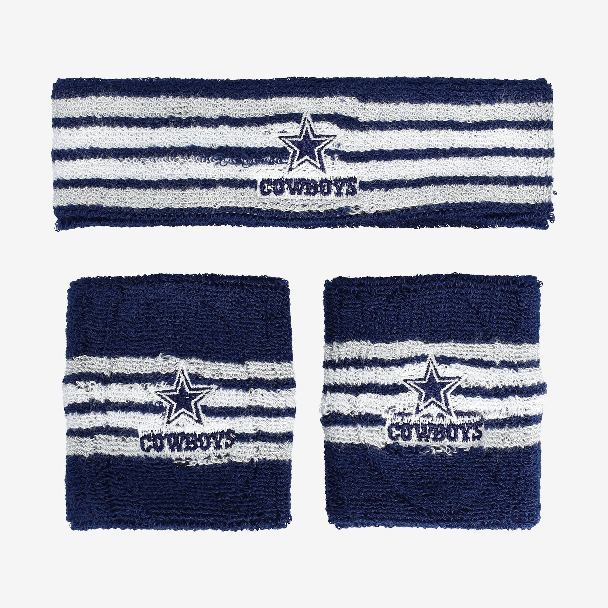 Ensemble bandeau et bracelet Youth For Bare Feet bleu marine/blanc Dallas Cowboys (lot de trois)