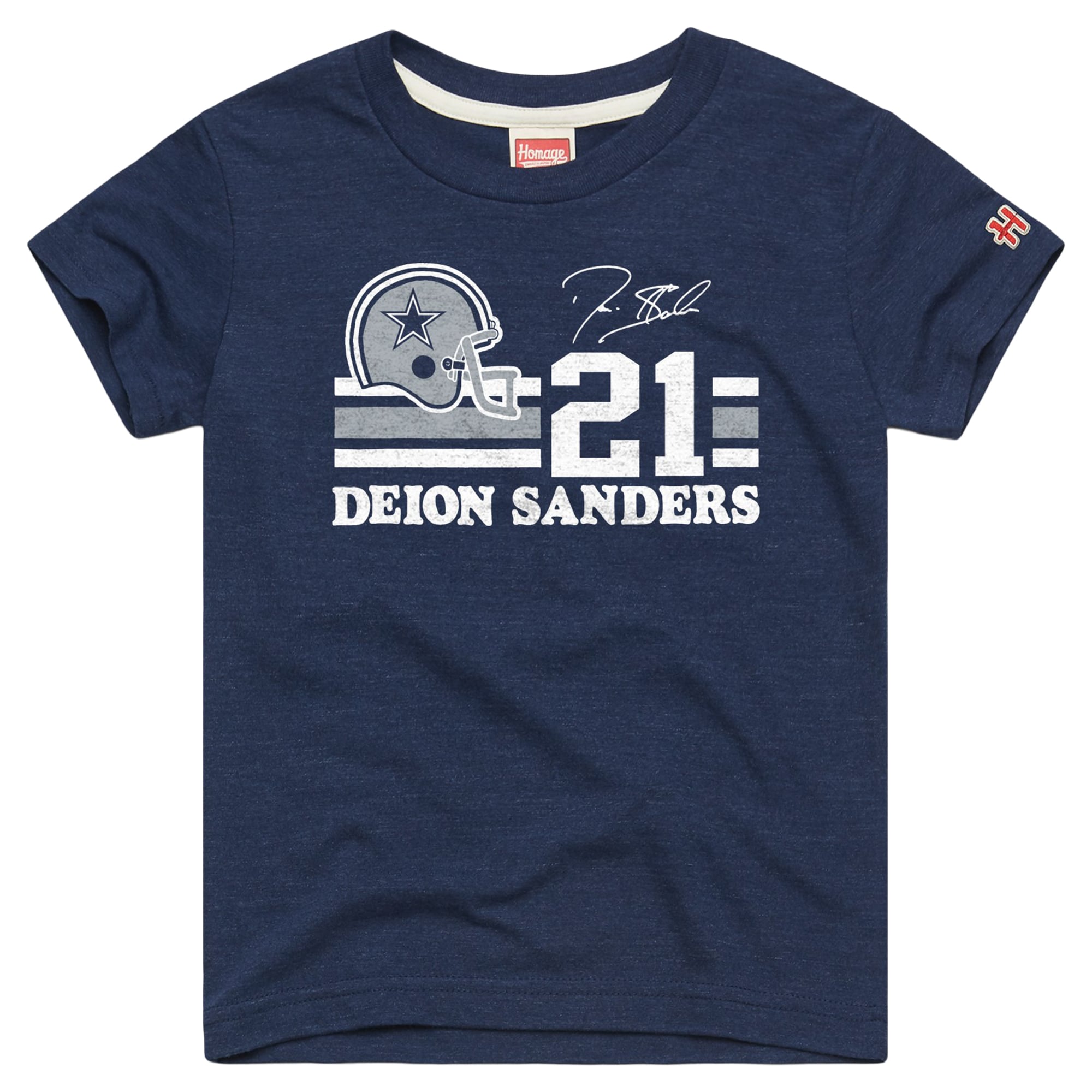 T-shirt Youth Homage Deion Sanders Navy Dallas Cowboys Remix Signature Tri-Blend