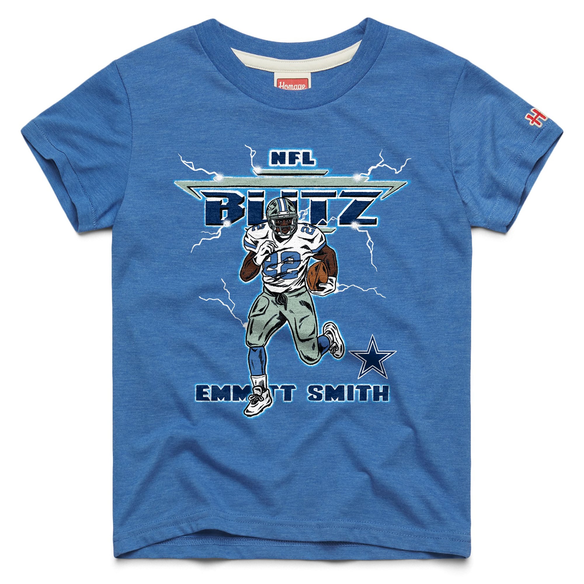 T-shirt Youth Homage Emmitt Smith Royal Dallas Cowboys NFL Blitz Tri-Blend