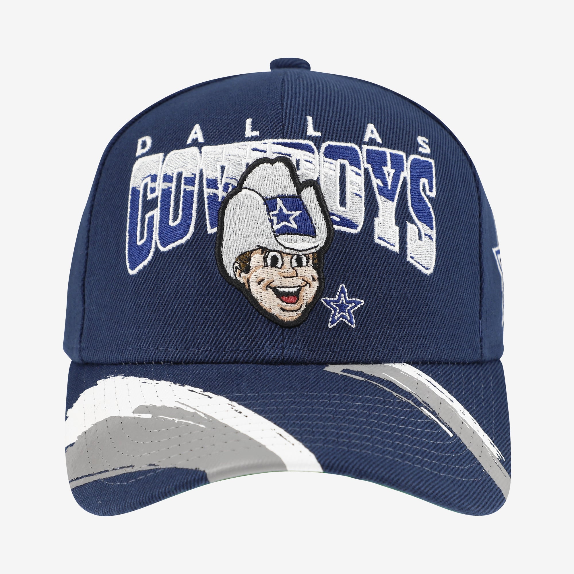 Casquette ajustable Mitchell & Ness bleu marine Dallas Cowboys Big Head Pro Crown pour enfant