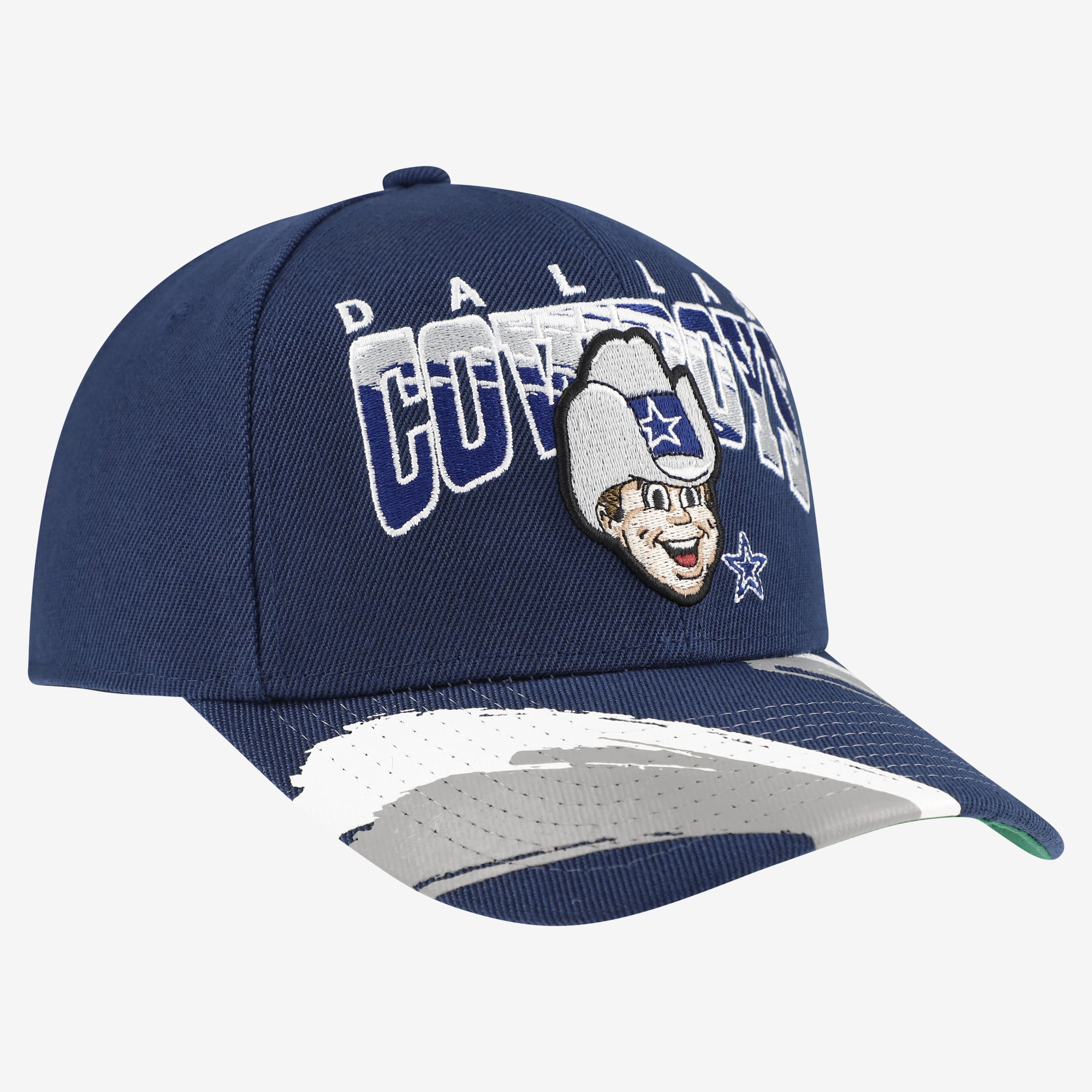 Casquette ajustable Mitchell & Ness bleu marine Dallas Cowboys Big Head Pro Crown pour enfant