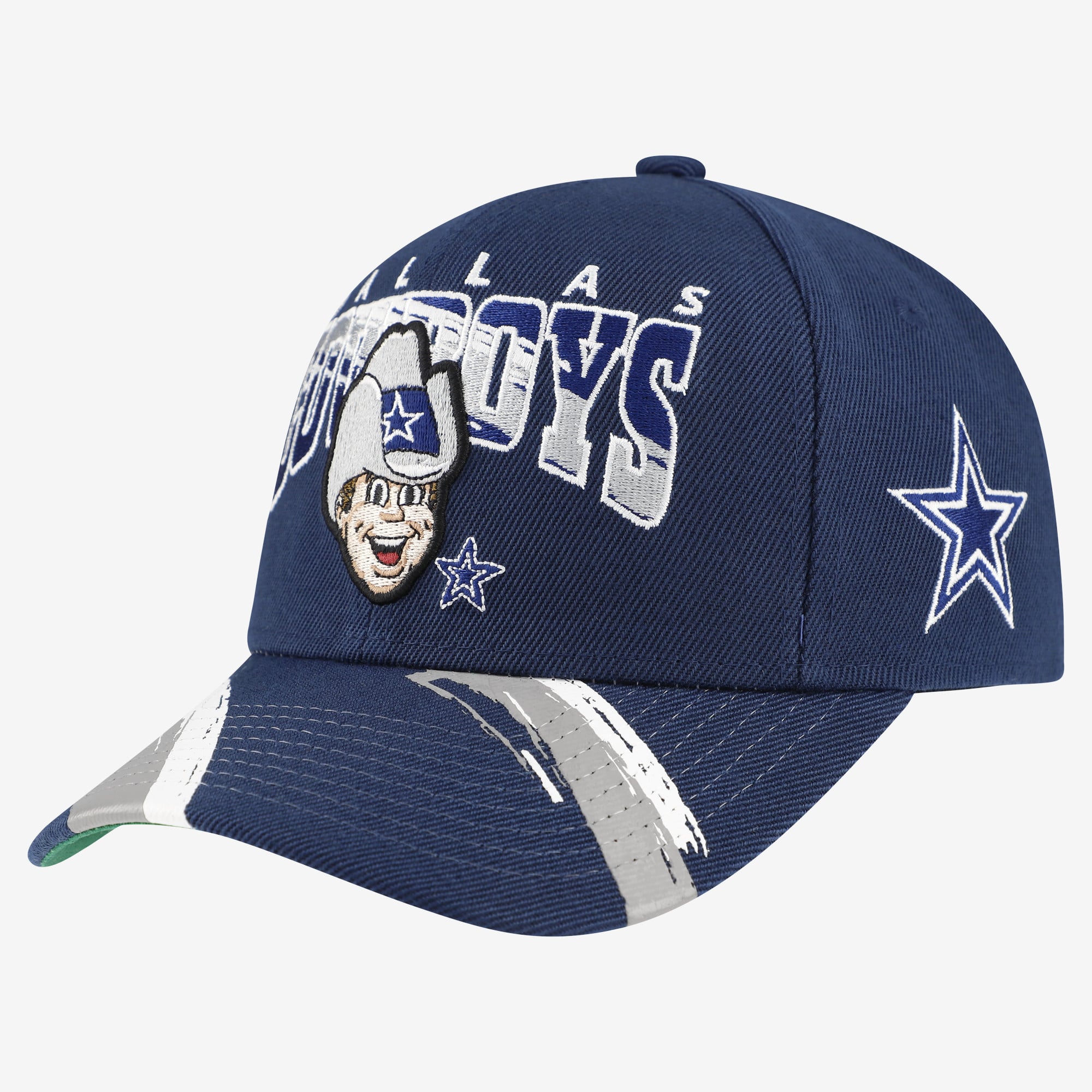 Casquette ajustable Mitchell & Ness bleu marine Dallas Cowboys Big Head Pro Crown pour enfant