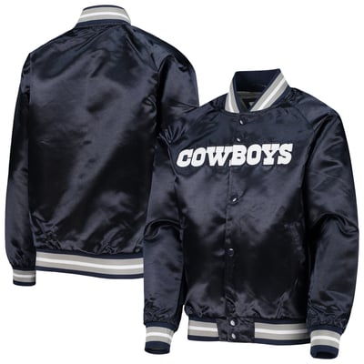 Dallas Cowboys Mitchell & Ness Youth Satin Raglan Full-Snap Jacket - Navy