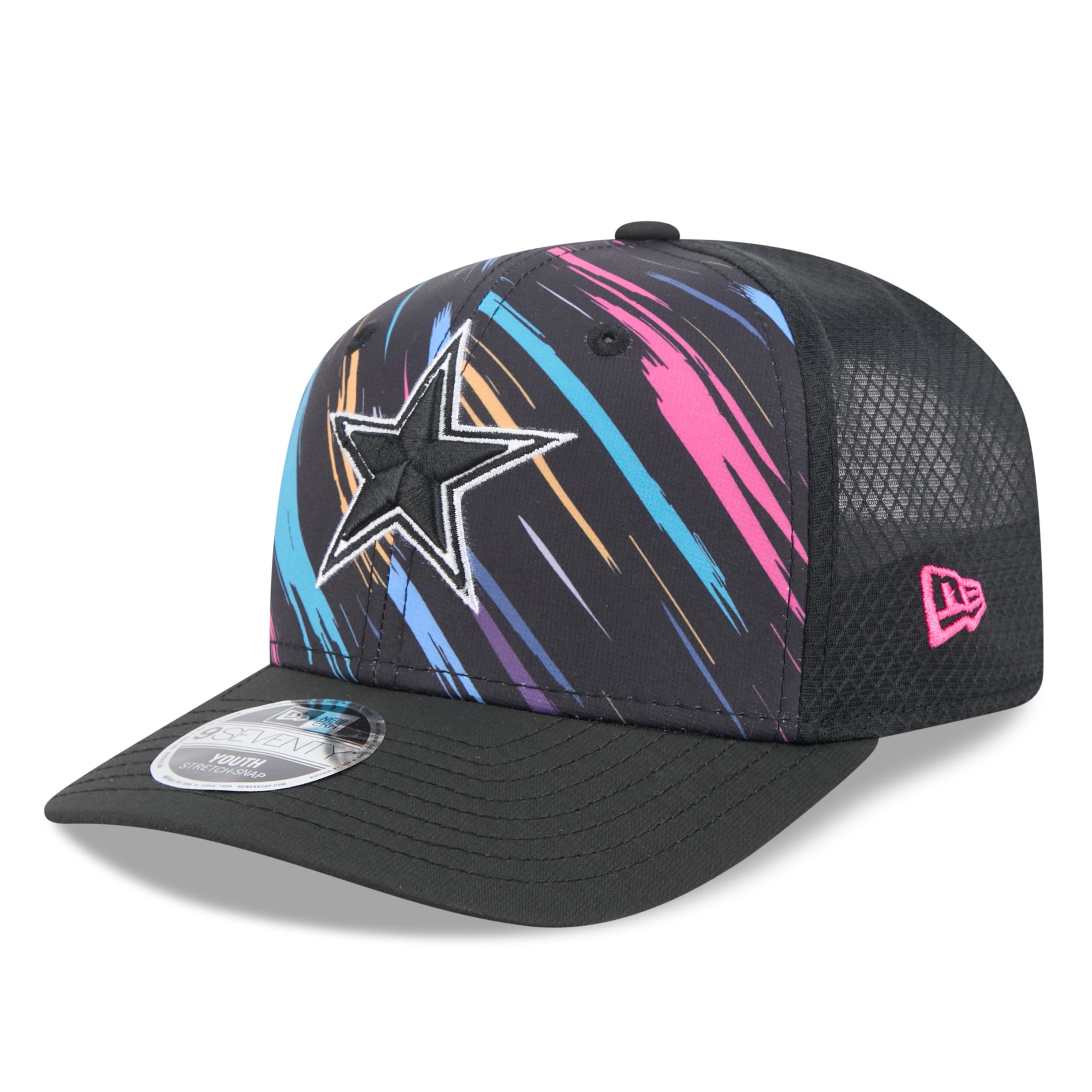 Youth New Era Black Dallas Cowboys 2026 NFL Crucial Catch 9SEVENTY Adjustable Trucker Hat