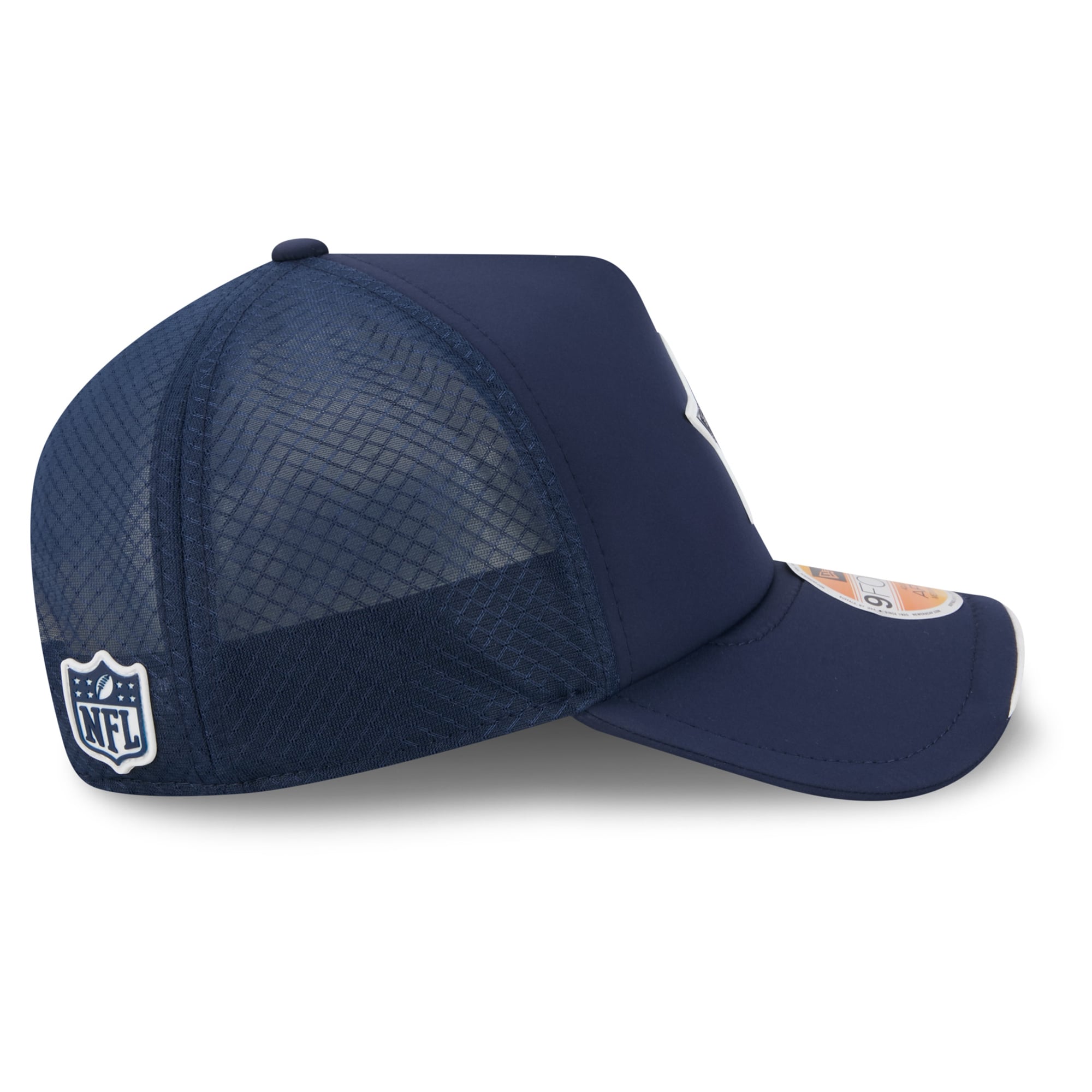 Casquette trucker ajustable New Era bleu marine Dallas Cowboys 2026 Sideline Apex 9FORTY pour jeunes