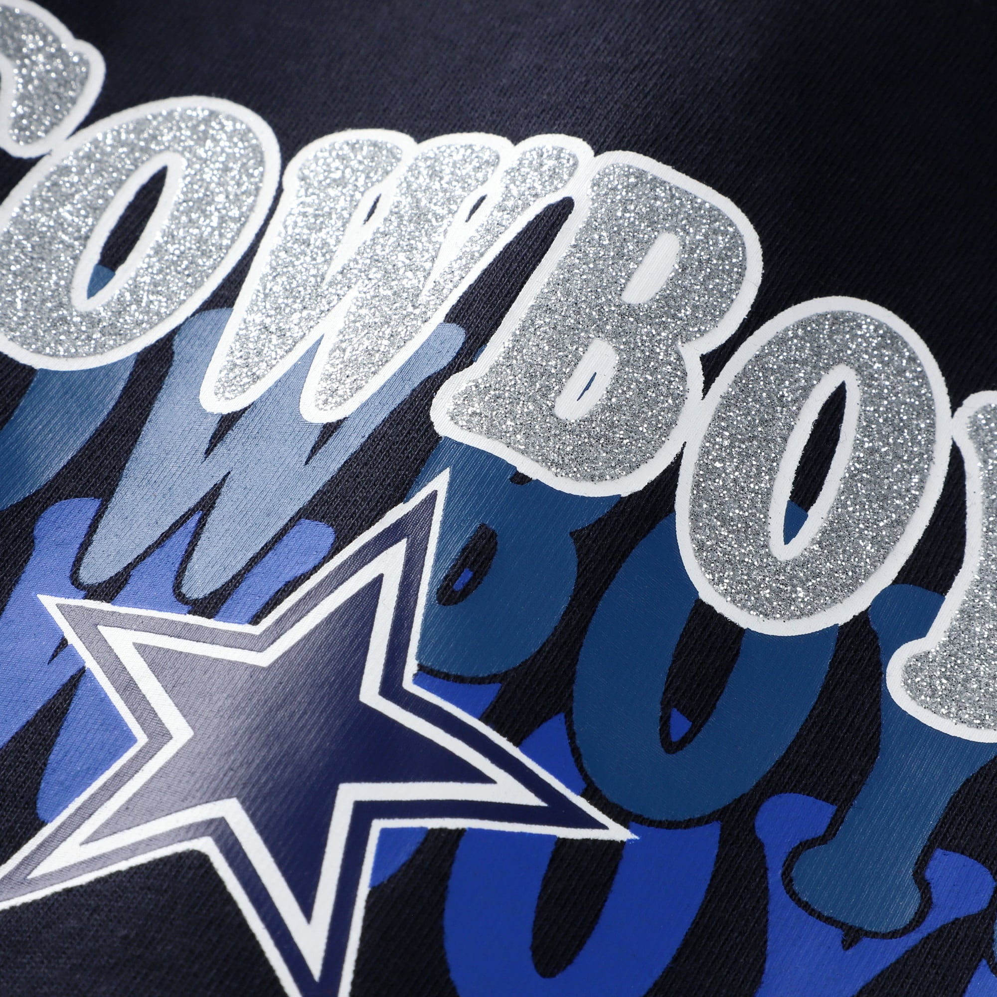 Youth New Era Navy Dallas Cowboys Throwback Glitter Gel T-Shirt