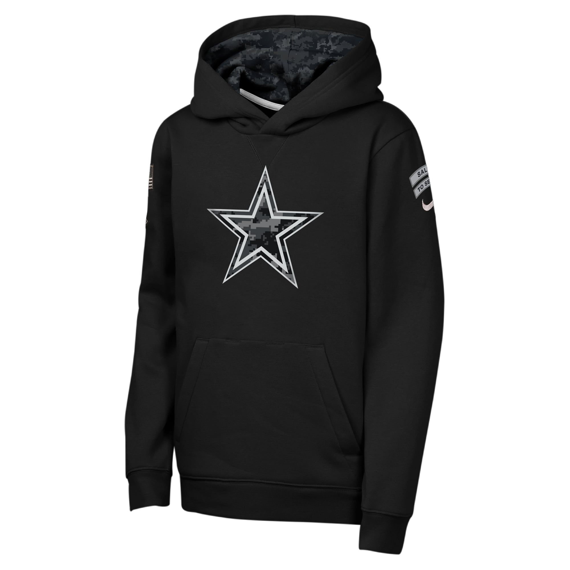 Sweat à capuche polaire Nike Dallas Cowboys 2026 Salute to Service Club pour jeunes, noir