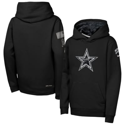 Dallas Cowboys Nike Youth 2026 Salute to Service Club Fleece Pullover Hoodie  - Black
