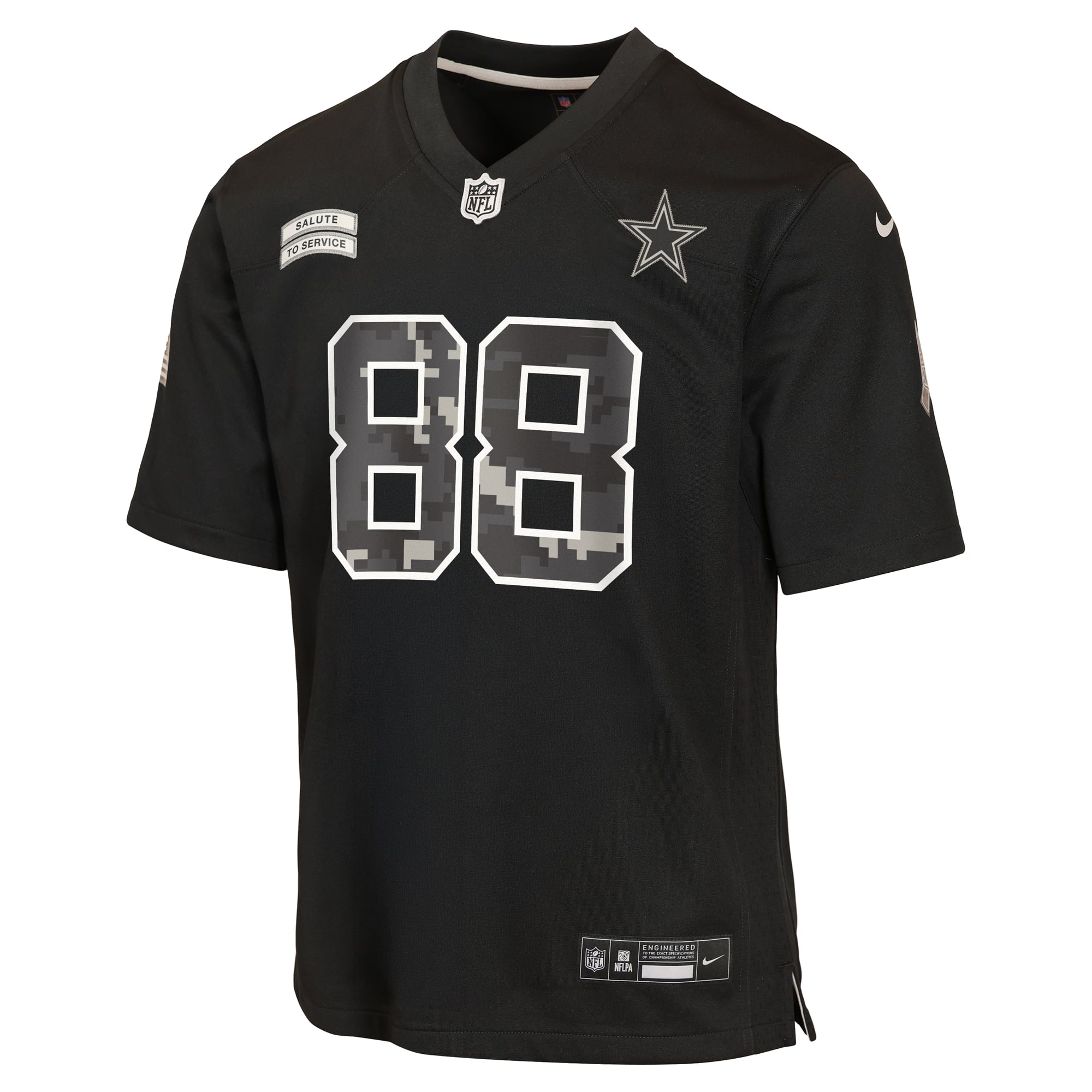Maillot Nike CeeDee Lamb noir pour enfant, Dallas Cowboys, édition spéciale 2026 « Salute to Service ».