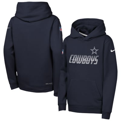 Dallas Cowboys Nike Youth Sideline Club Heavyweight Fleece Hoodie - Navy