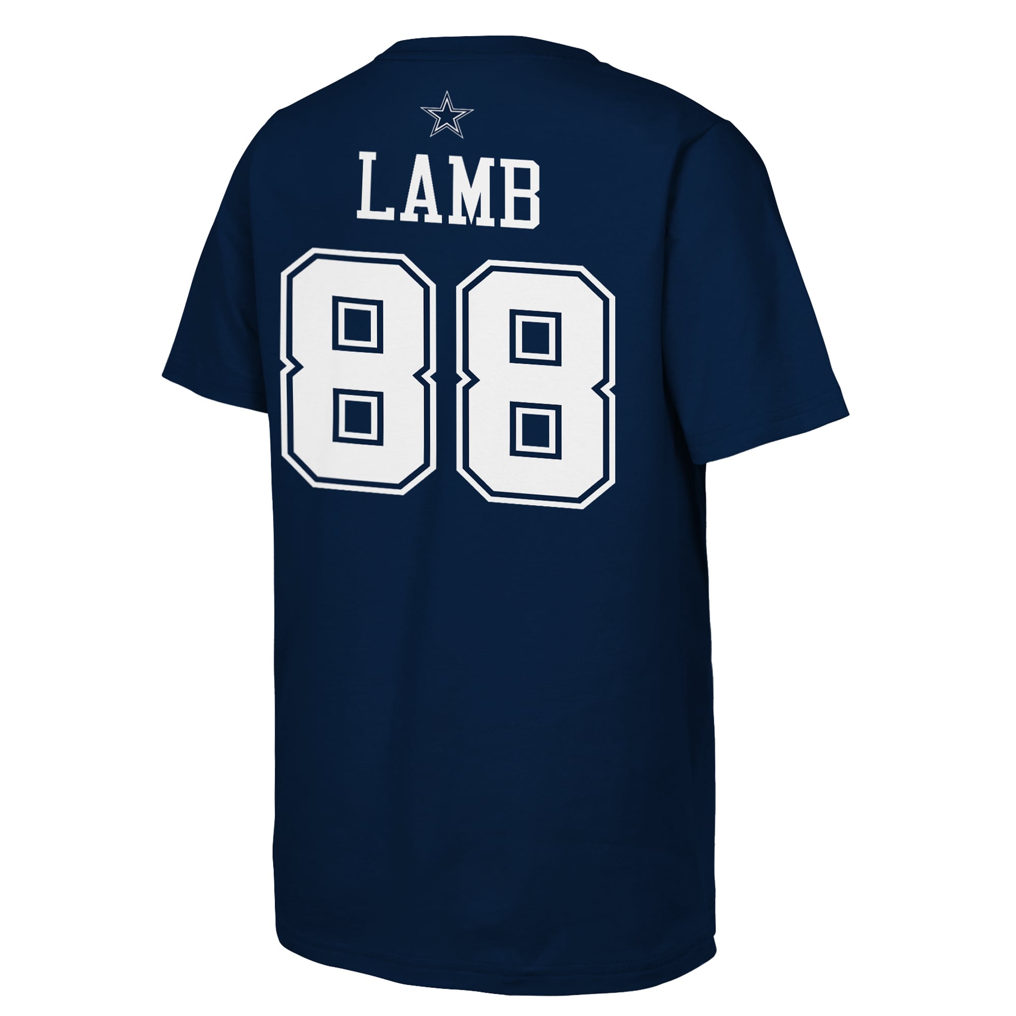 T-shirt Outerstuff CeeDee Lamb bleu marine Dallas Cowboys pour jeunes, avec nom et numéro