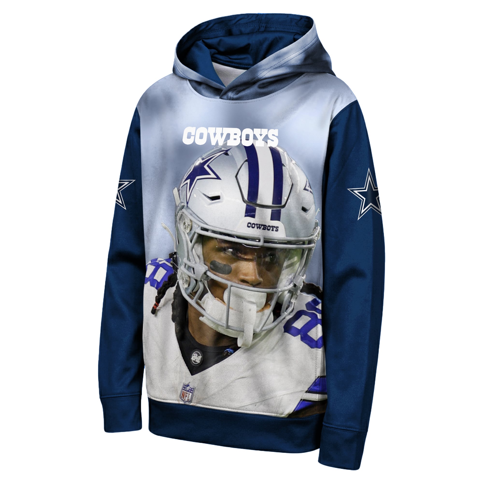Sweat à capuche Youth Outerstuff CeeDee Lamb bleu marine Dallas Cowboys Peak Performance avec nom et numéro