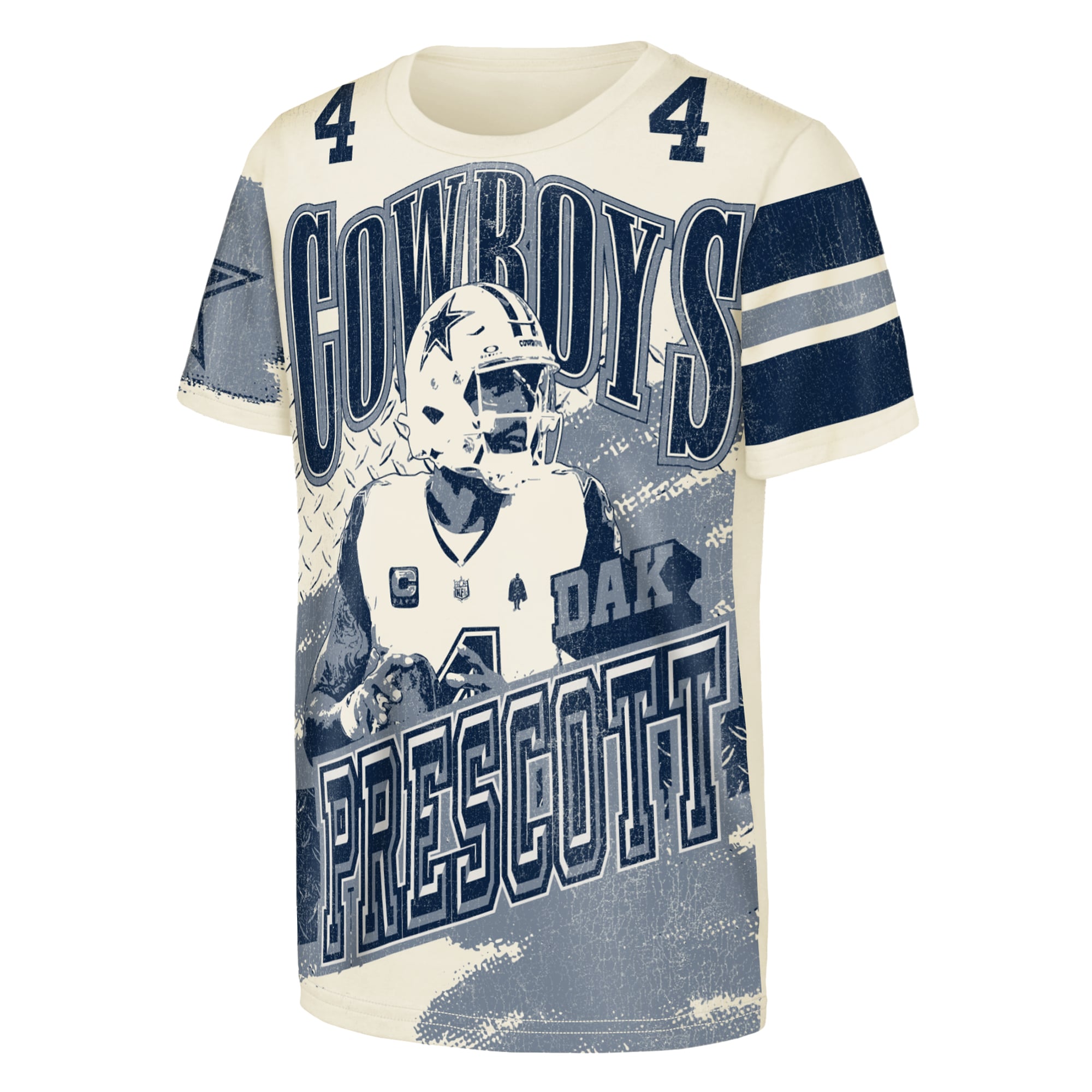 T-shirt Youth Outerstuff Dak Prescott Naturel Dallas Cowboys Classic Poster