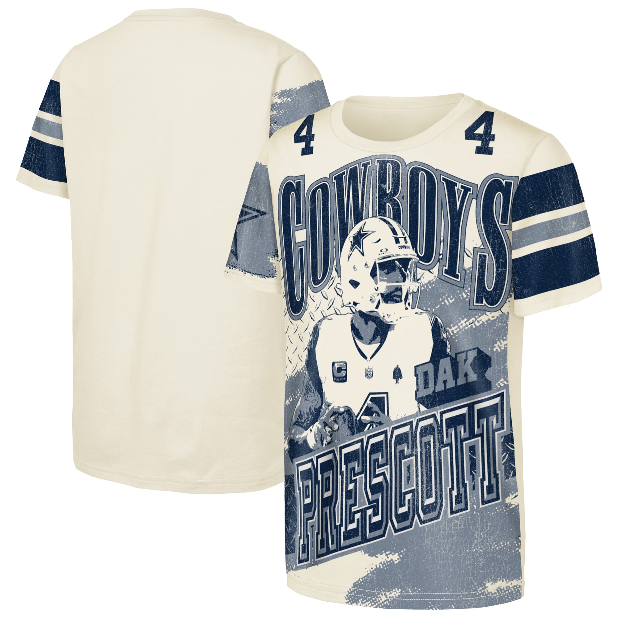 T-shirt Youth Outerstuff Dak Prescott Naturel Dallas Cowboys Classic Poster
