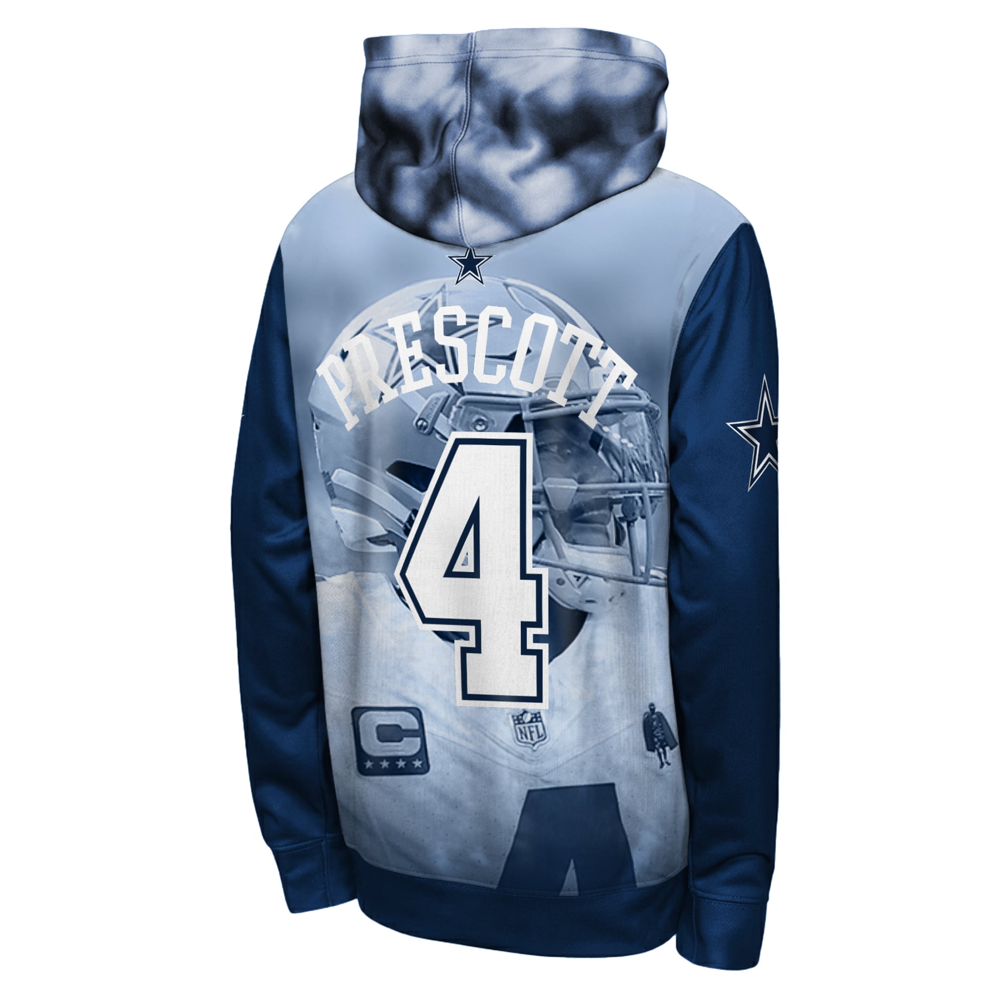 Sweat à capuche Youth Outerstuff Dak Prescott bleu marine Dallas Cowboys Peak Performance avec nom et numéro