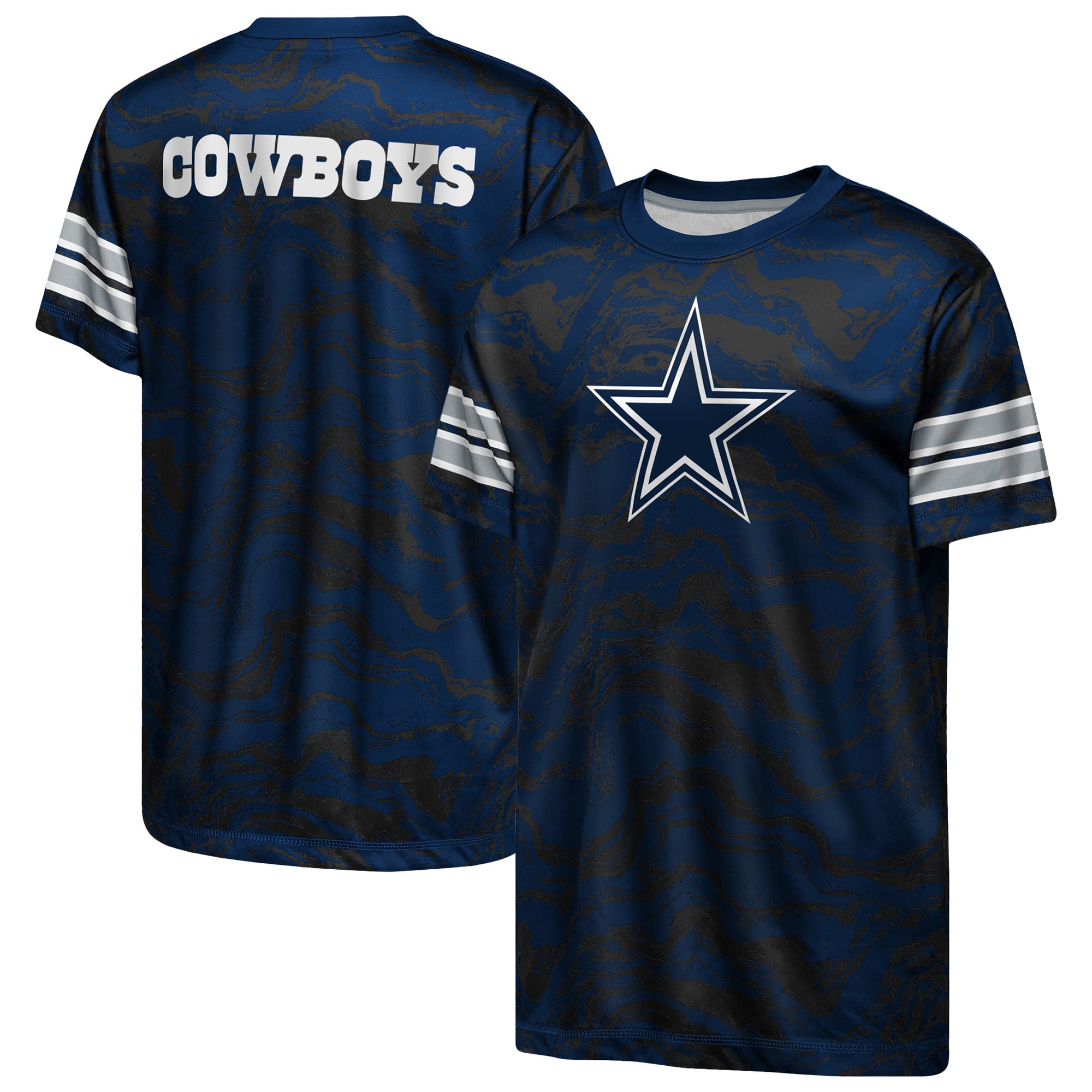 T-shirt Outerstuff bleu marine Dallas Cowboys Slant Route pour jeunes