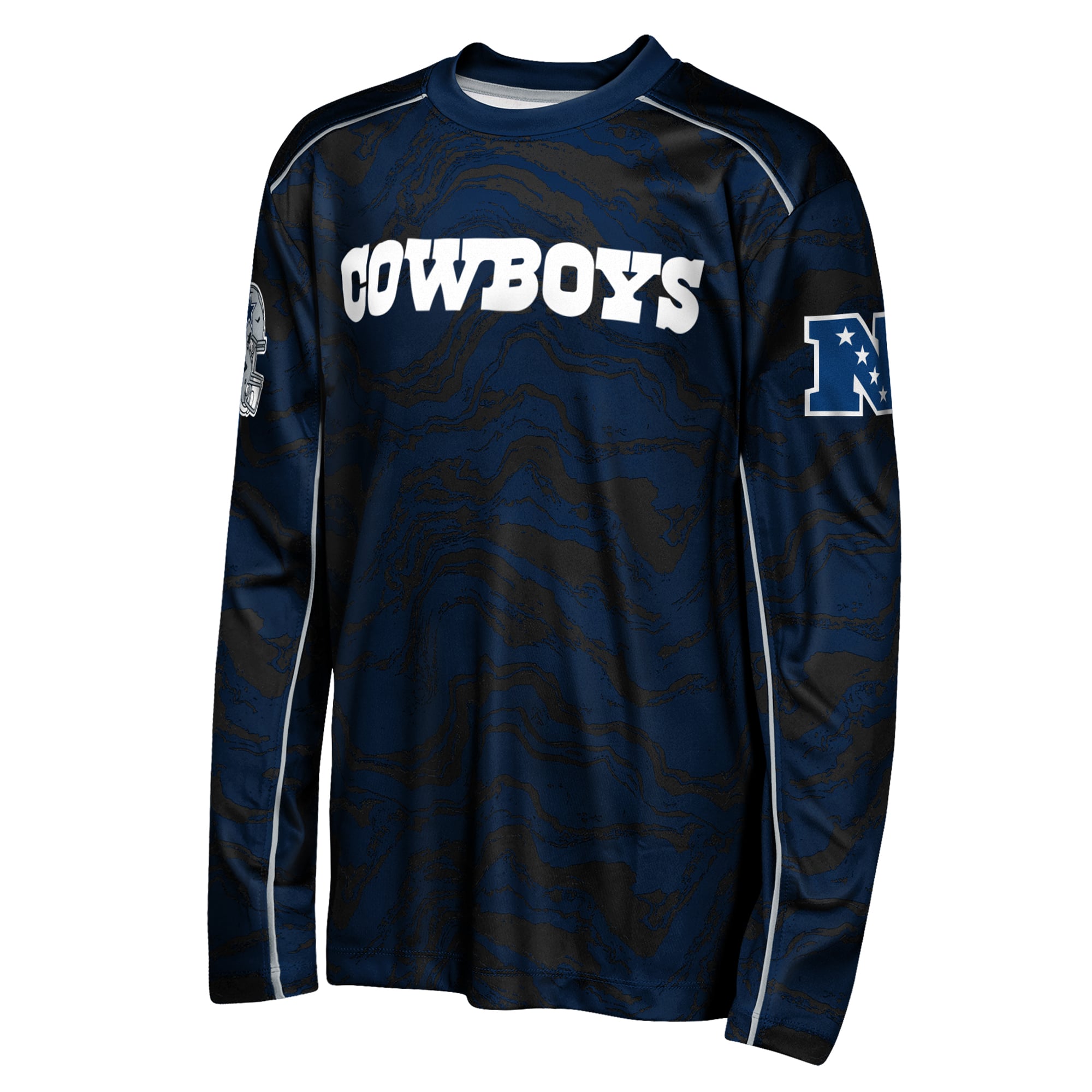 Youth Outerstuff Navy Dallas Cowboys Tailgate Performance Long Sleeve T-Shirt