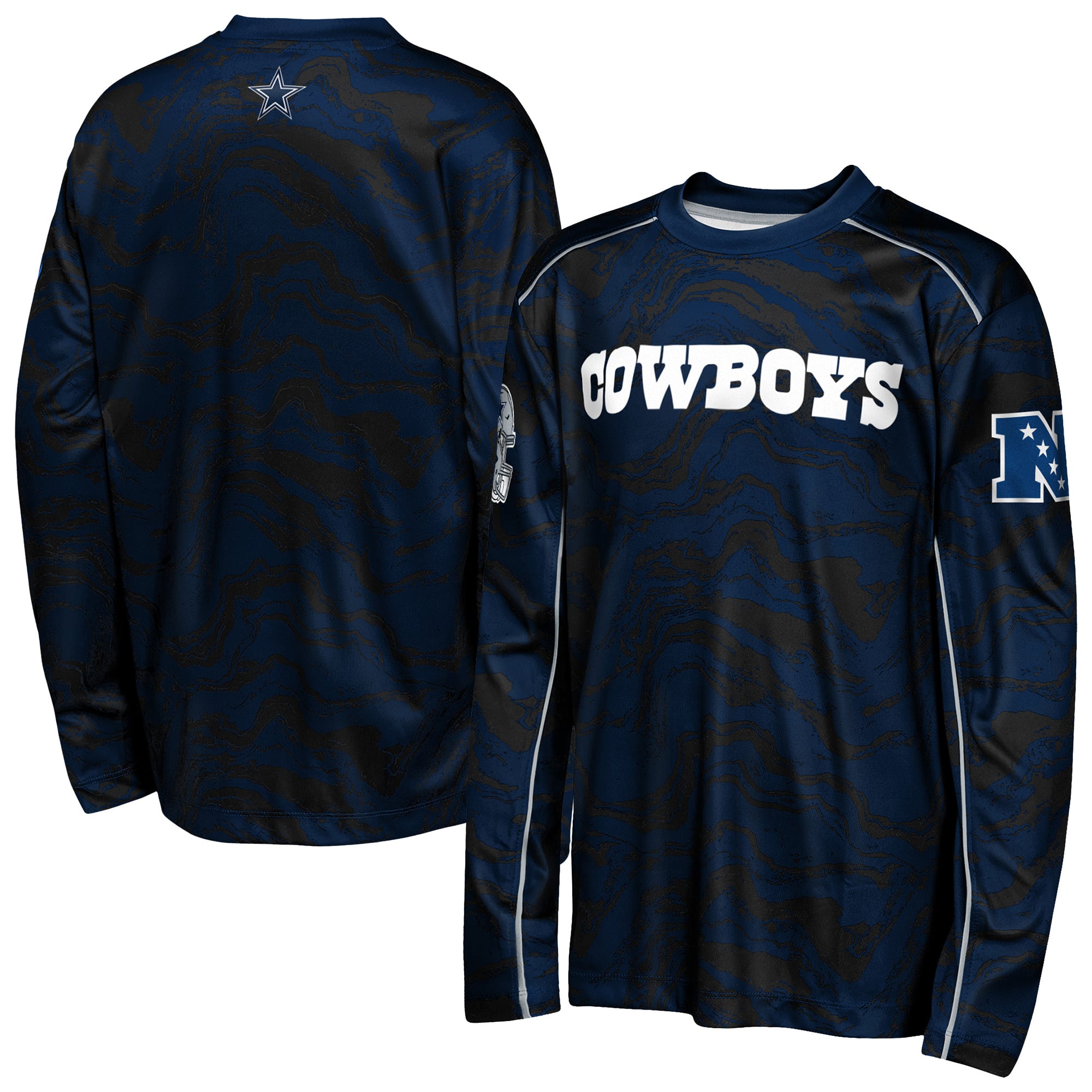 Youth Outerstuff Navy Dallas Cowboys Tailgate Performance Long Sleeve T-Shirt